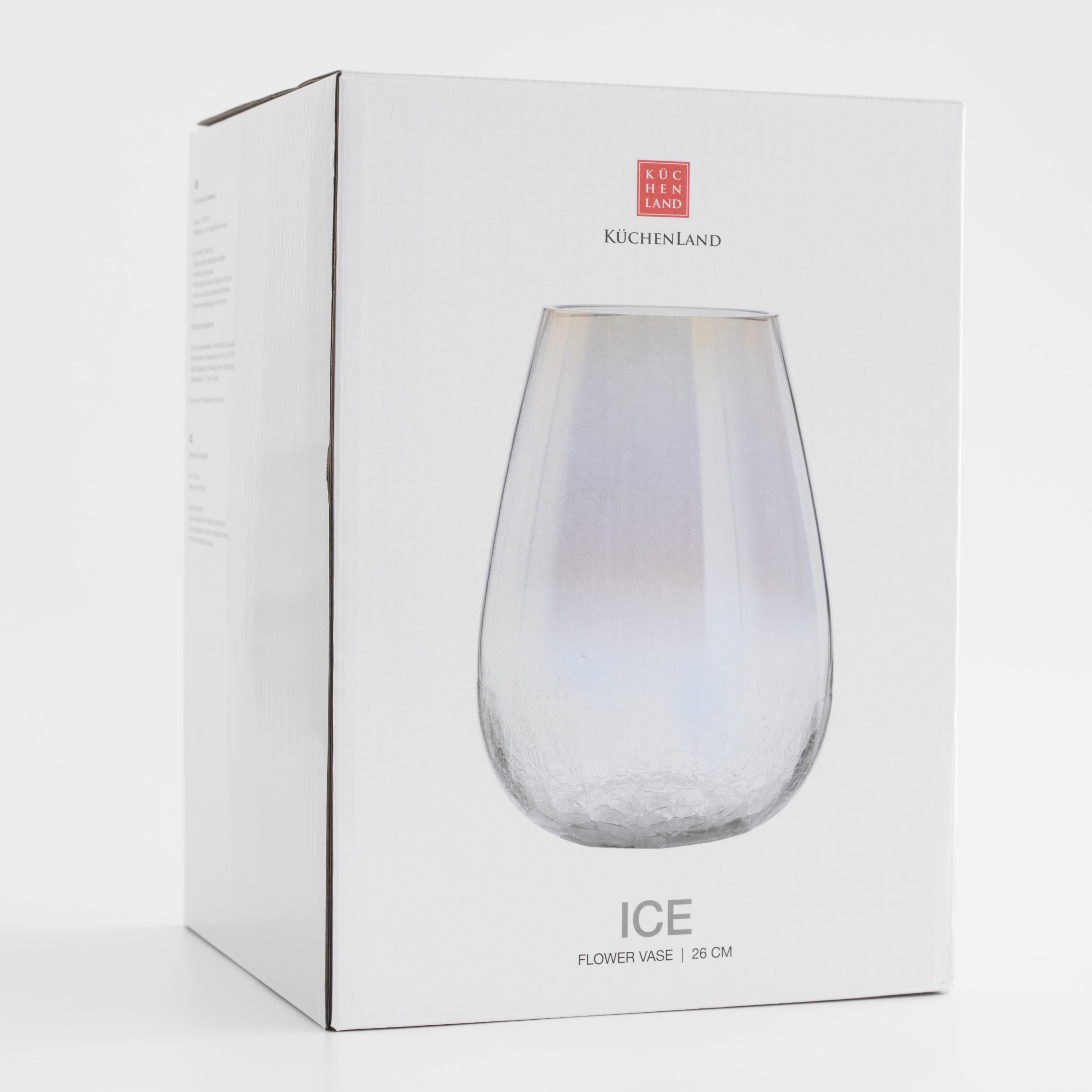 Ваза для цветов, 26 см, стекло, бежевый градиент, Кракелюр, Ice, image-5