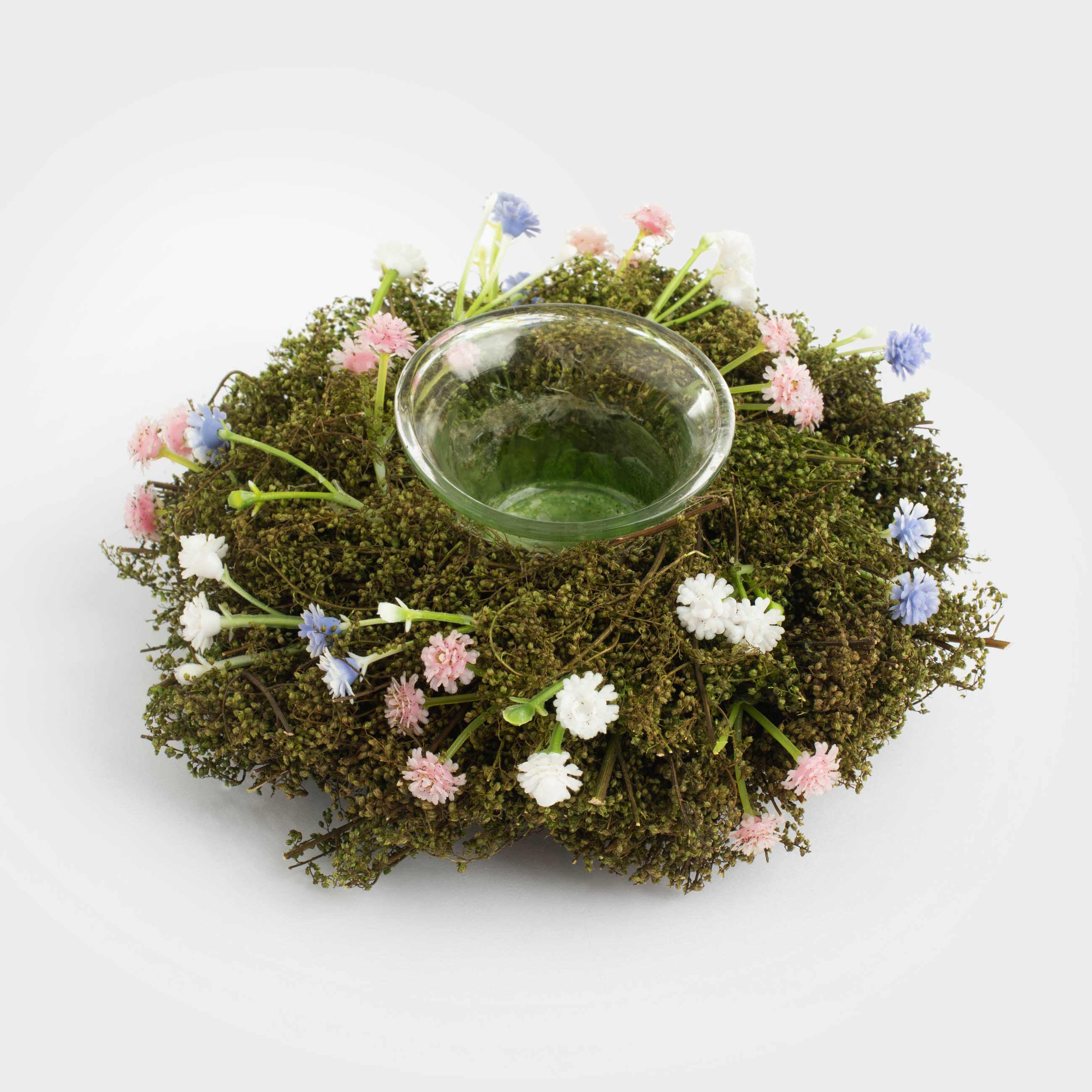 Подсвечник, 16 см, для чайной свечи, стекло/полынь, Незабудки, Delicate posy decor, image-1