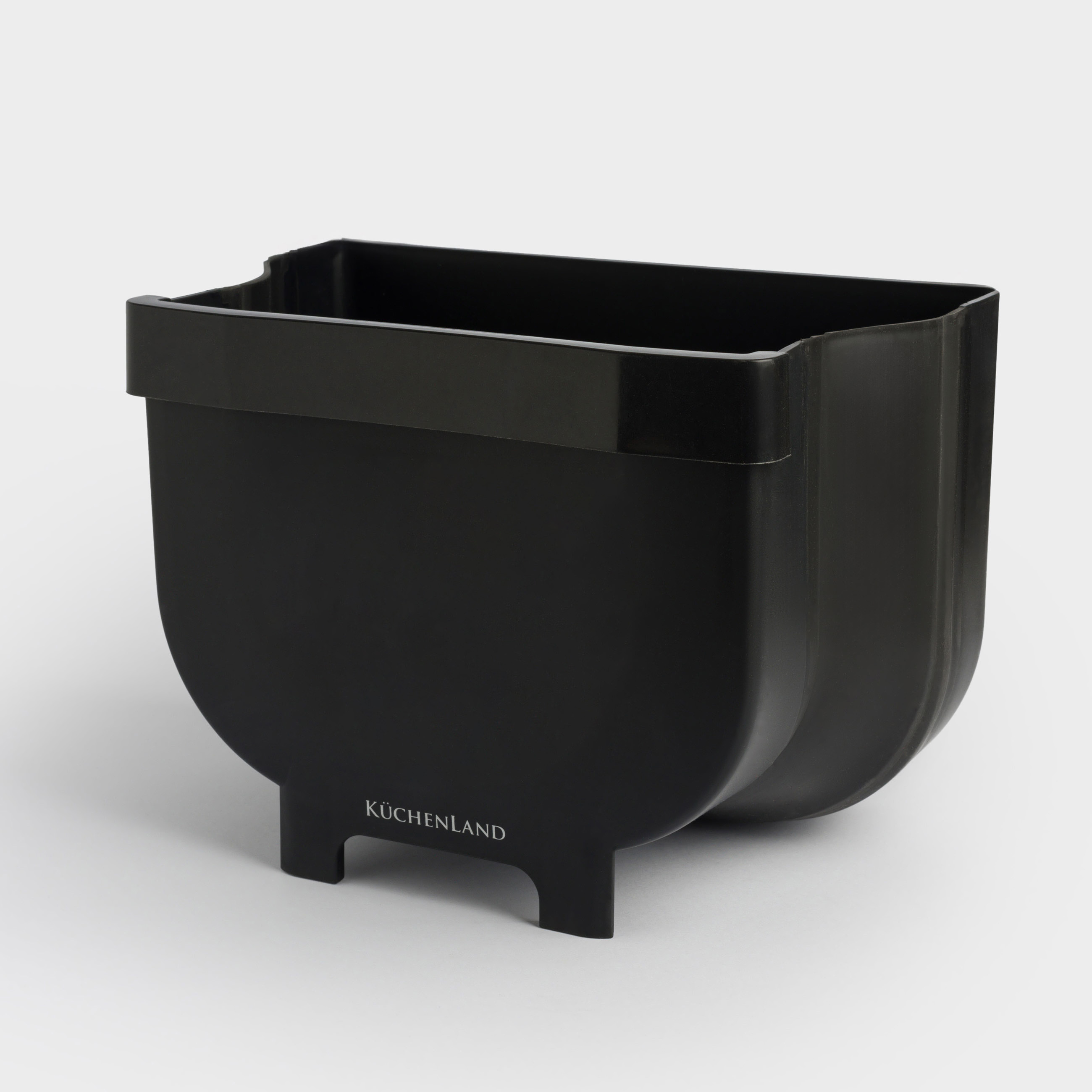 Ведро для мусора, 4 л, складное, подвесное, пластик/резина, черное, Foldaway black, image-1