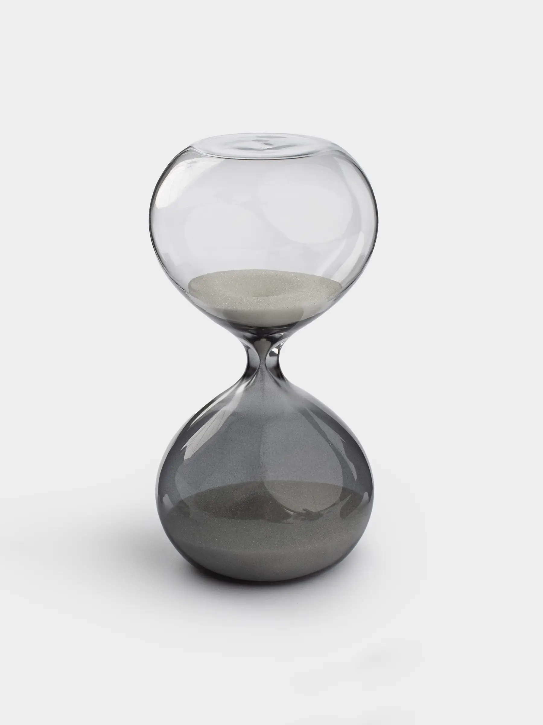 Часы песочные, 15 см, 15 минут, с блестками внутри, стекло/песок, серые, Sand time, image-0