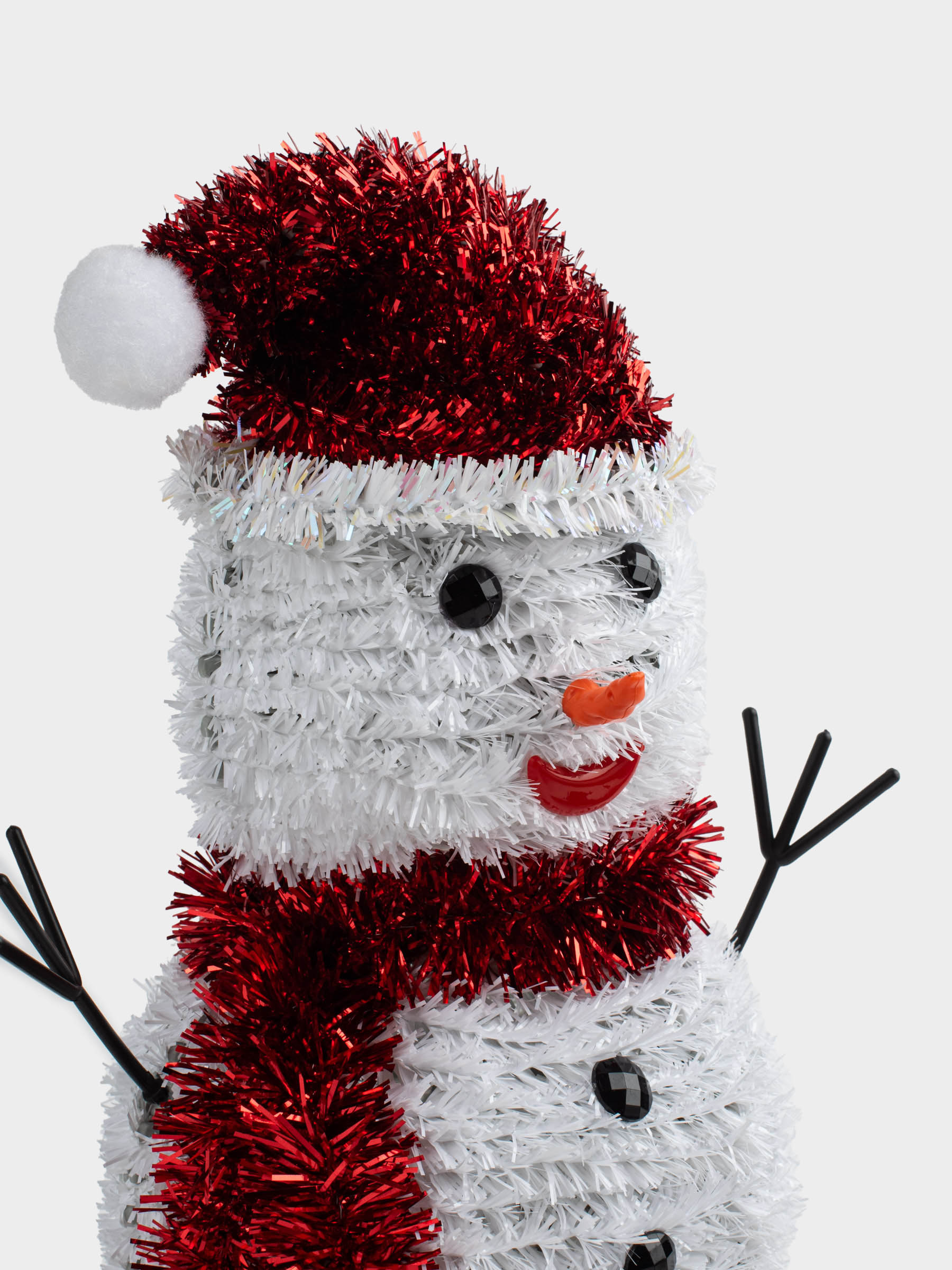 Статуэтка, 26 см, мишура/пластик, бело/красная, Снеговик, Tinsel decor, image-3