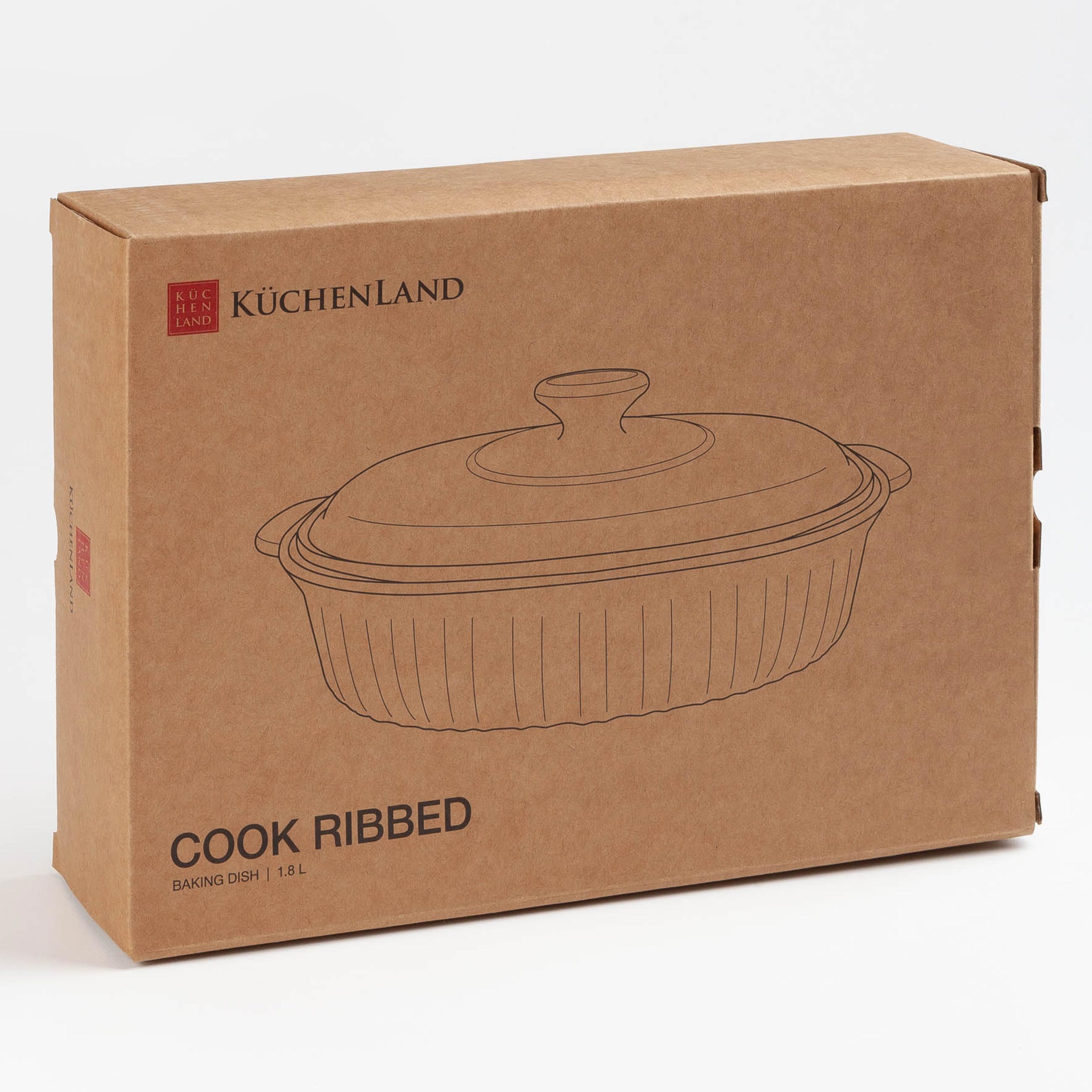Форма для запекания, 27x19 см, 1,8 л, с крышкой, стекло Т, овальная, Cook ribbed, image-8