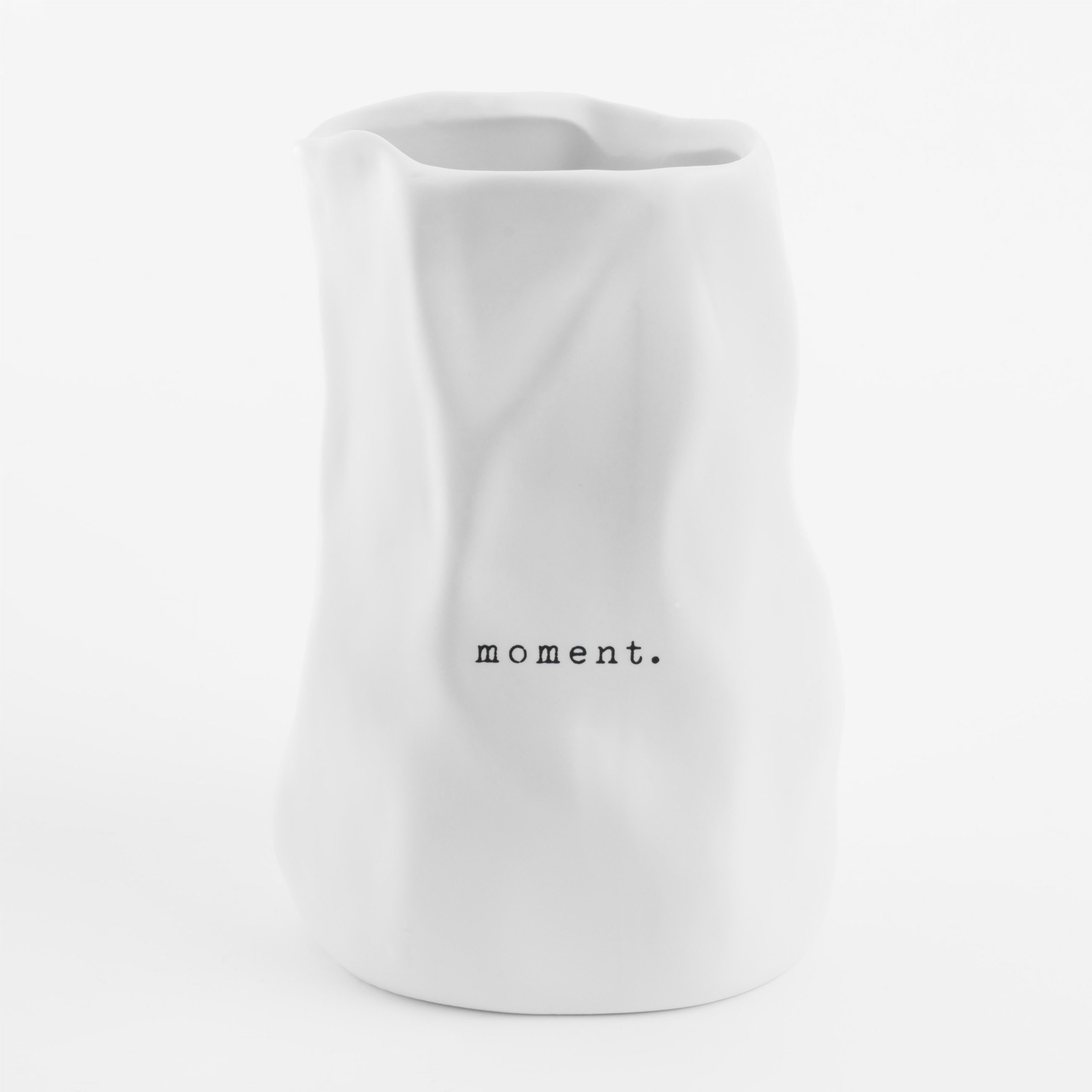 Гүл вазасы, 20 см, керамика, ақ, сәт, Crumple font, image-0