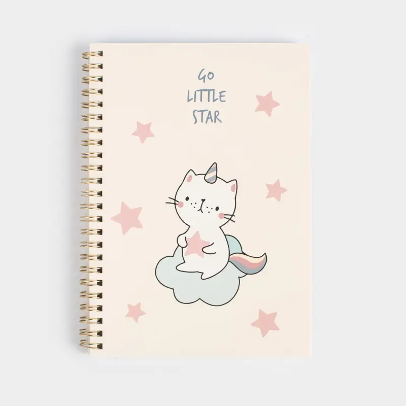 Блокнот для записей, 15х20 см, 80 л, на кольцах, ПВХ, Кот-единорог, Cat-unicorn