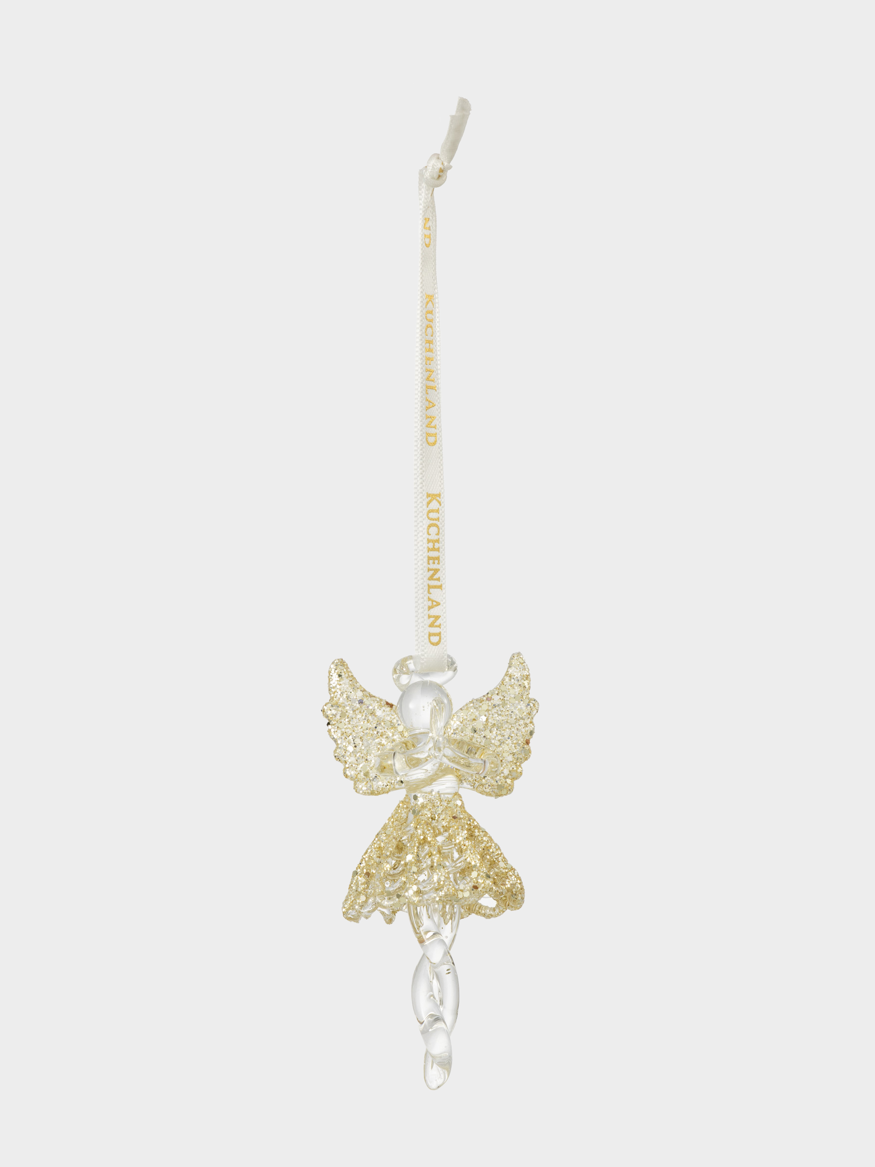 Игрушка елочная, 8 см, стекло, с блестками, шампань, Ангел, Angel Figurine, image-1