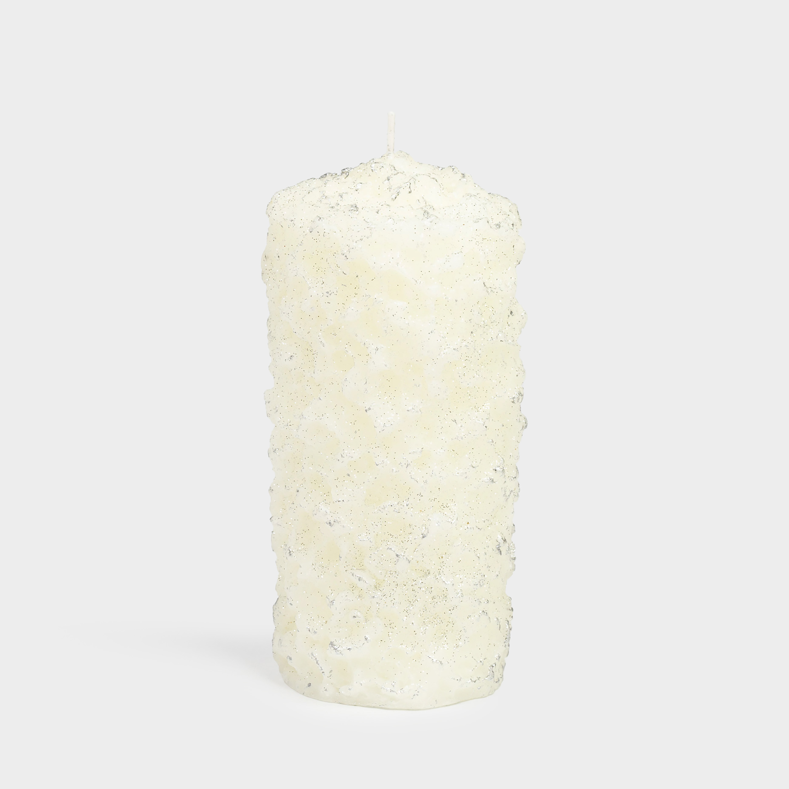 Шам, 8х16 см, сүт және күміс түстес, Қатқан қар, Snowy candle, image-0