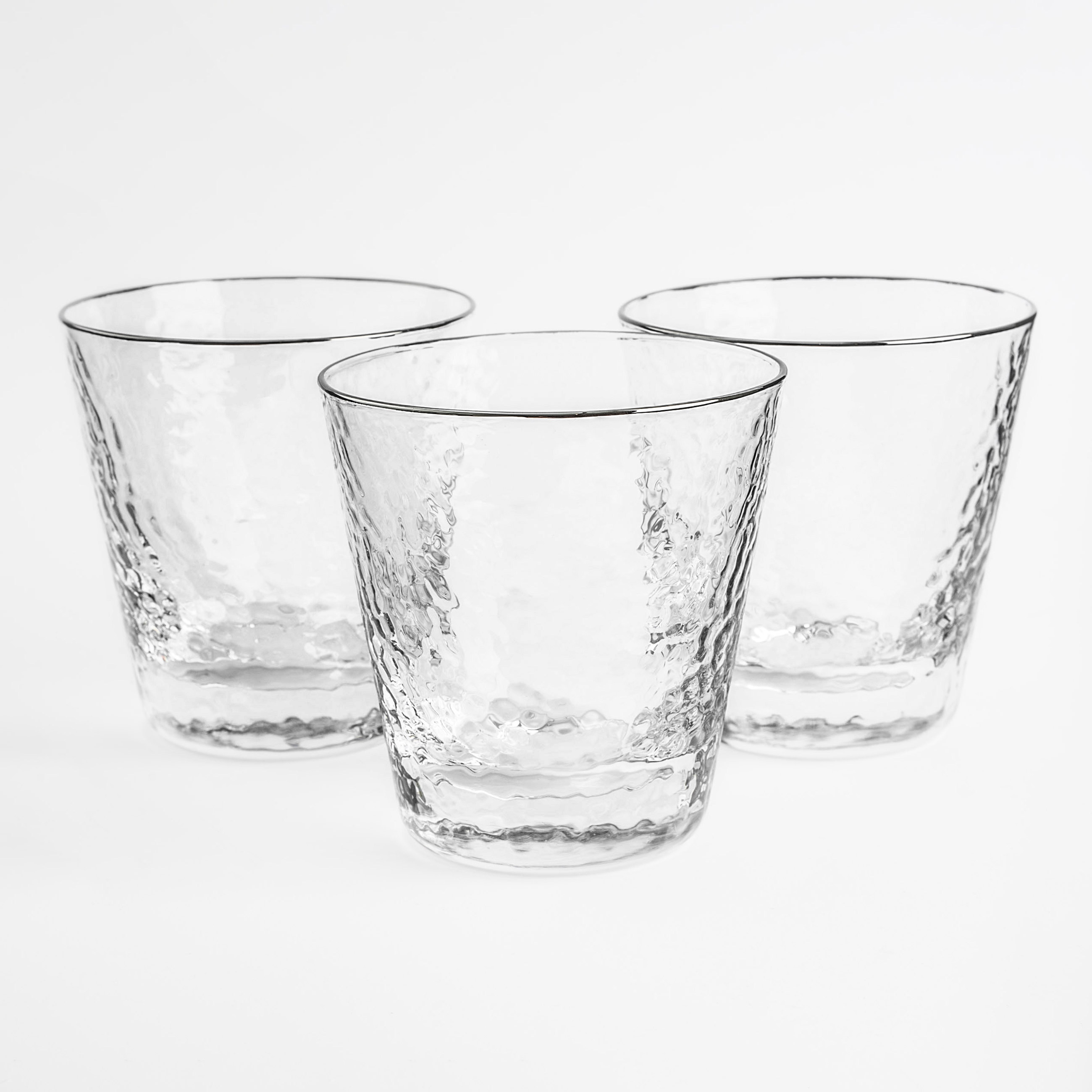Виски стақаны, 10 см, 270 мл, 6 дана, шыны, күміс жиегі бар, Ripply silver, image-0