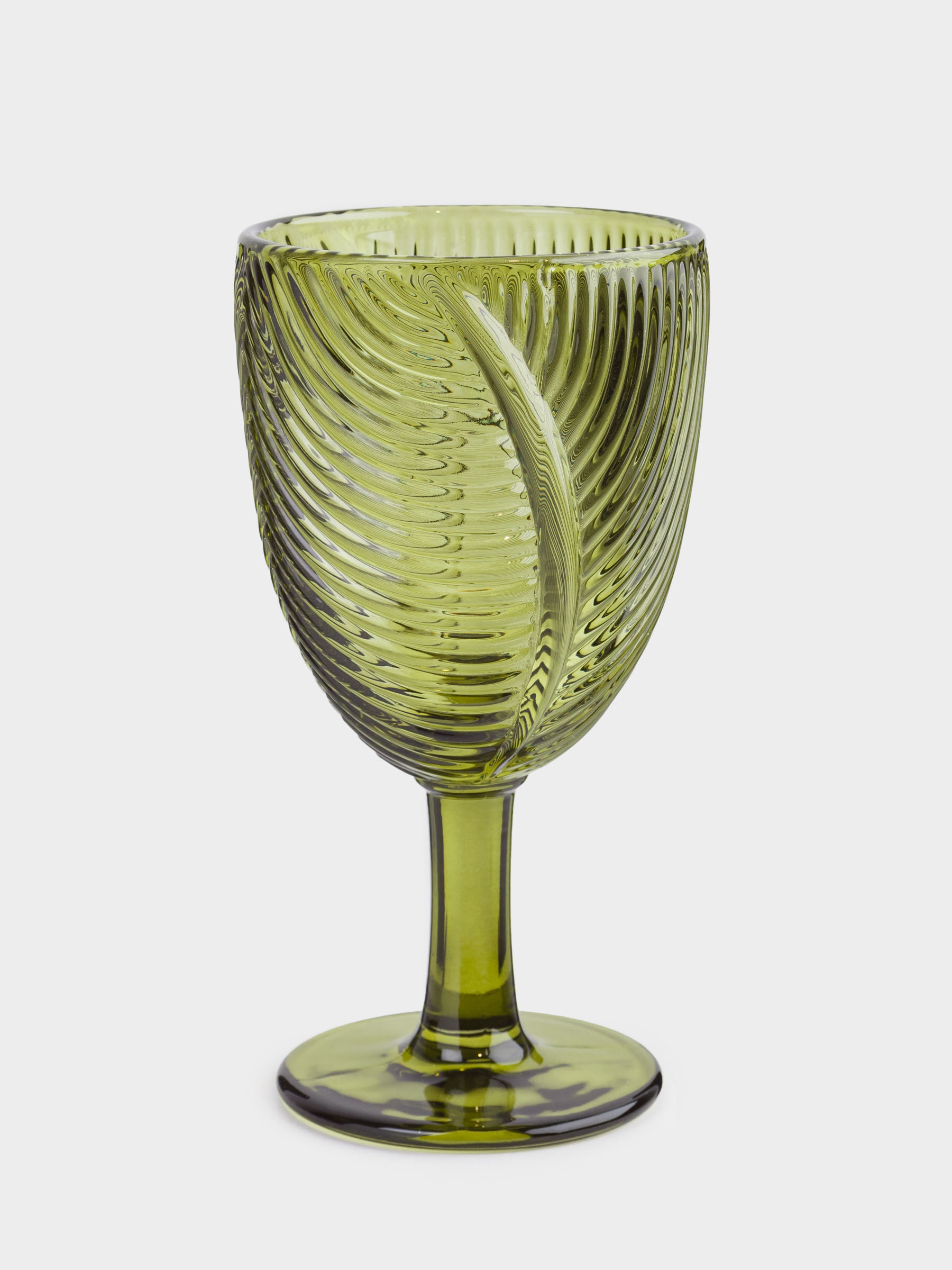 Бокал-кубок для вина, 260 мл, стекло, зеленый, Тропические листья, Tropical leaves, image-0