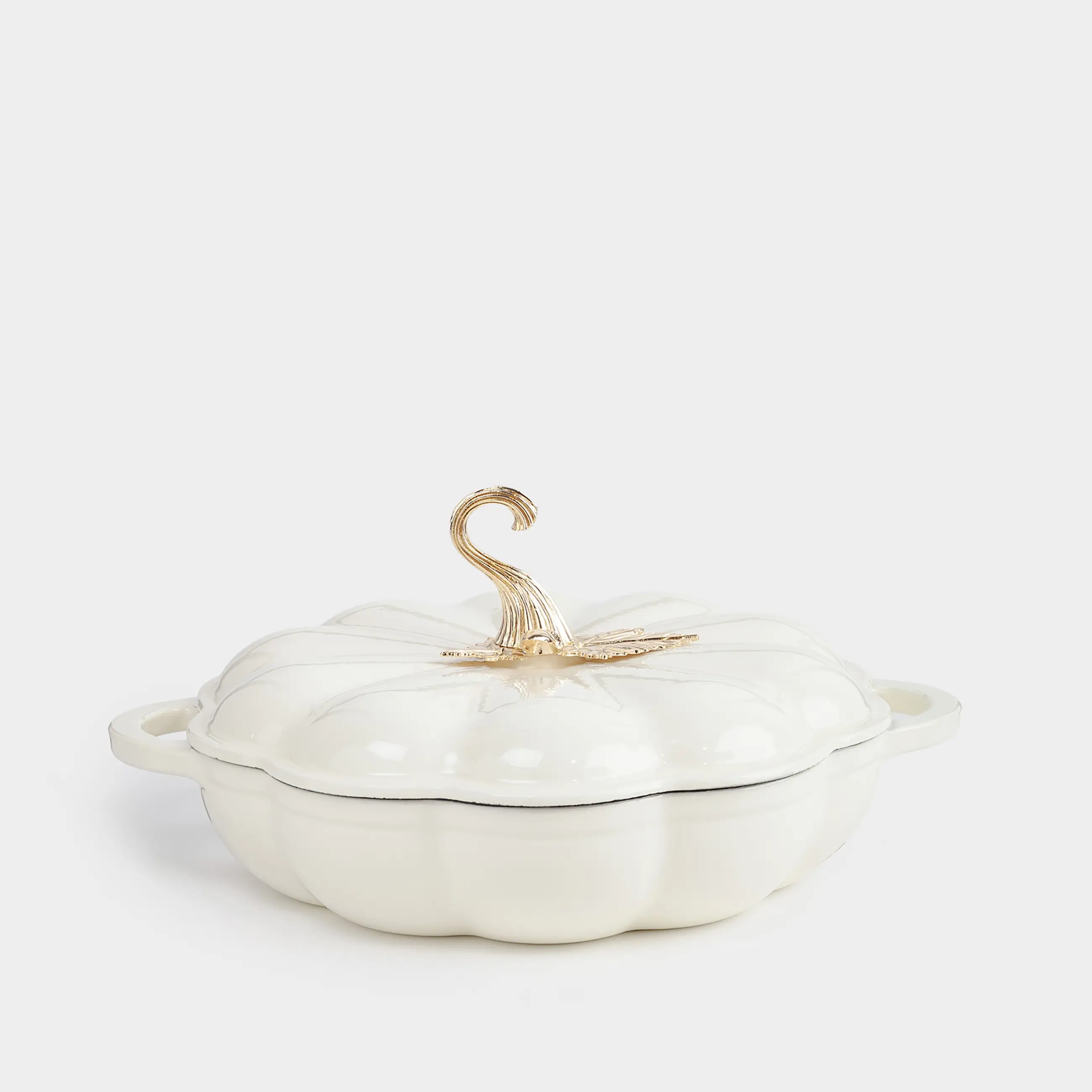 Таба, 26 см, 2,3 л, қақпағы бар, шойын, сүт түстес, Асқабақ, Gourd