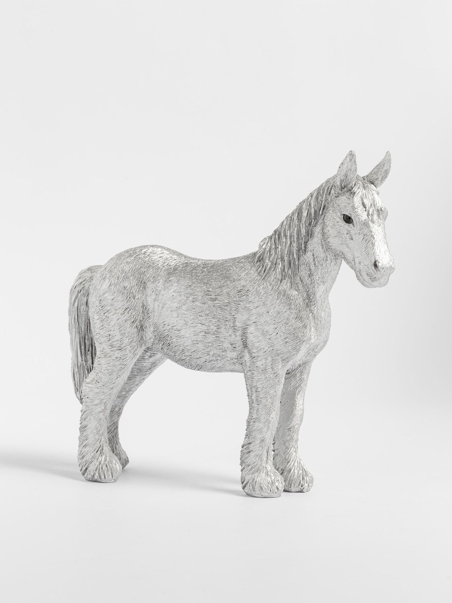 Мүсінше, 17х16 см, полирезин, күміс, Жылқы, Horse silver, image-1