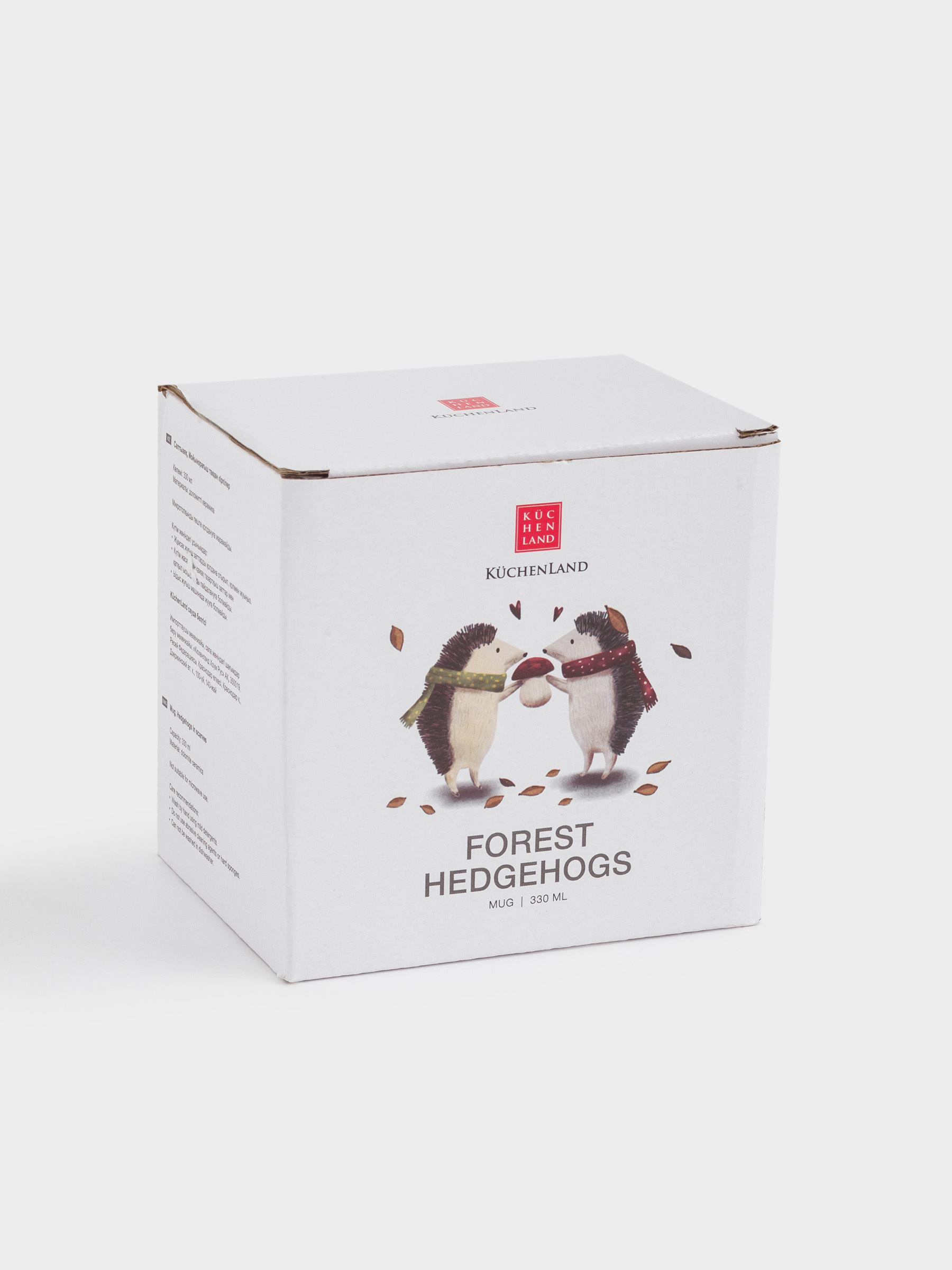 Кружка, 330 мл, керамика, бело-коричневая, Ежики в шарфах, Forest hedgehogs, image-4