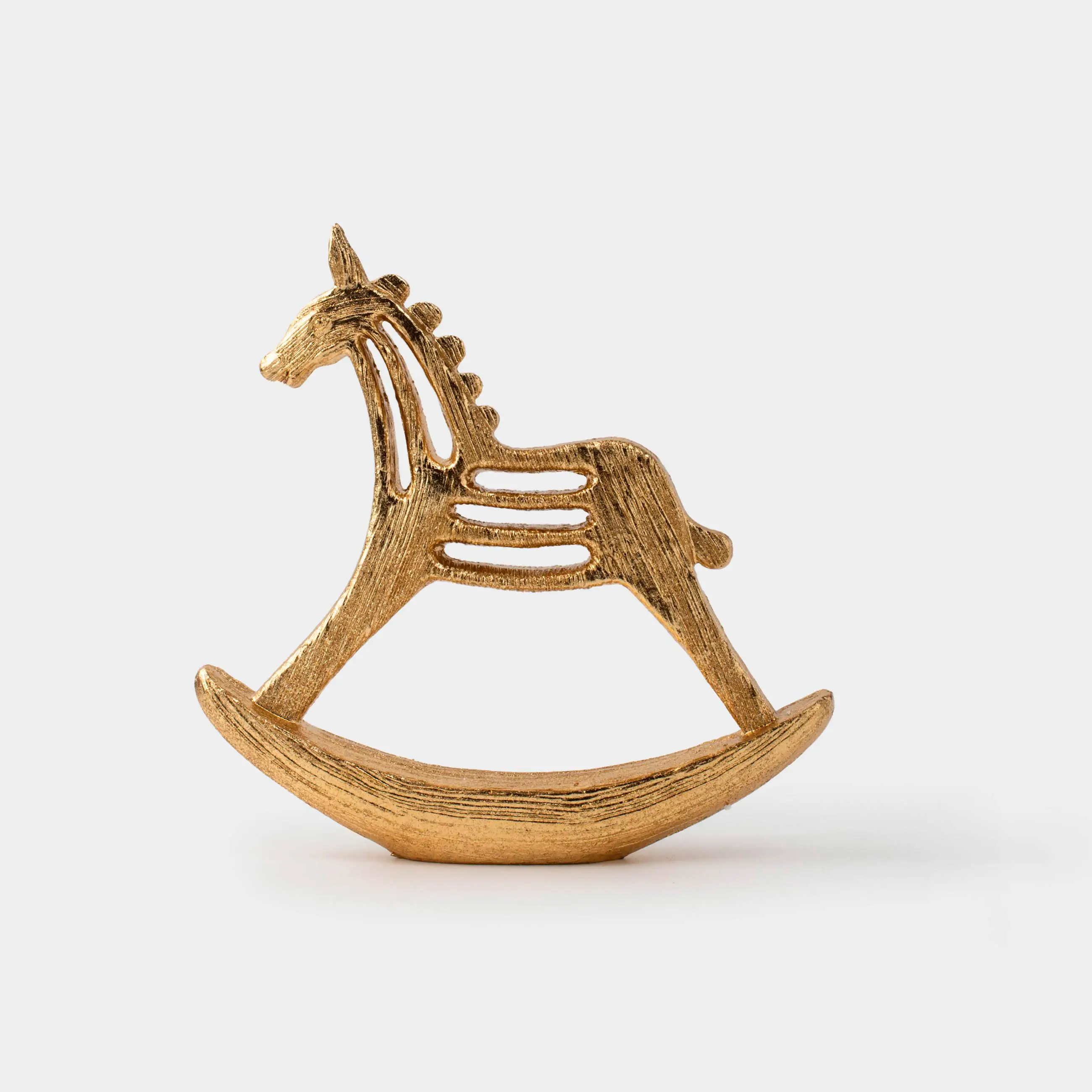 Мүсінше, 25 см, полирезин, алтын, Тербелетін ат, Horse gold