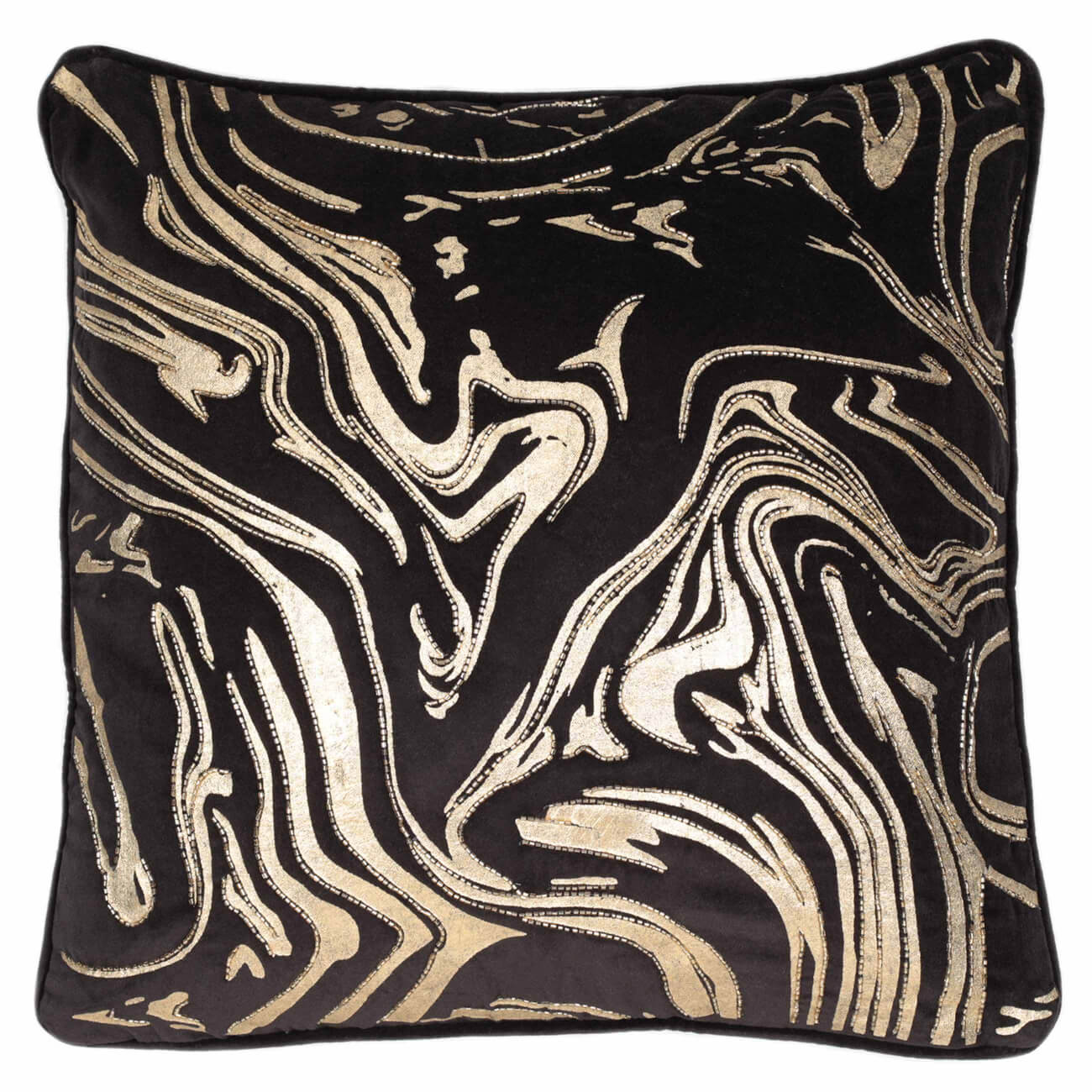 Подушка декоративная, 50х50 см, вельвет, черная, Линии, Art deco изображение № 1
