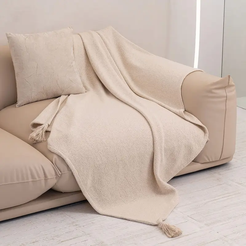 Плед, 130х170 см, хлопок, молочный, Streak