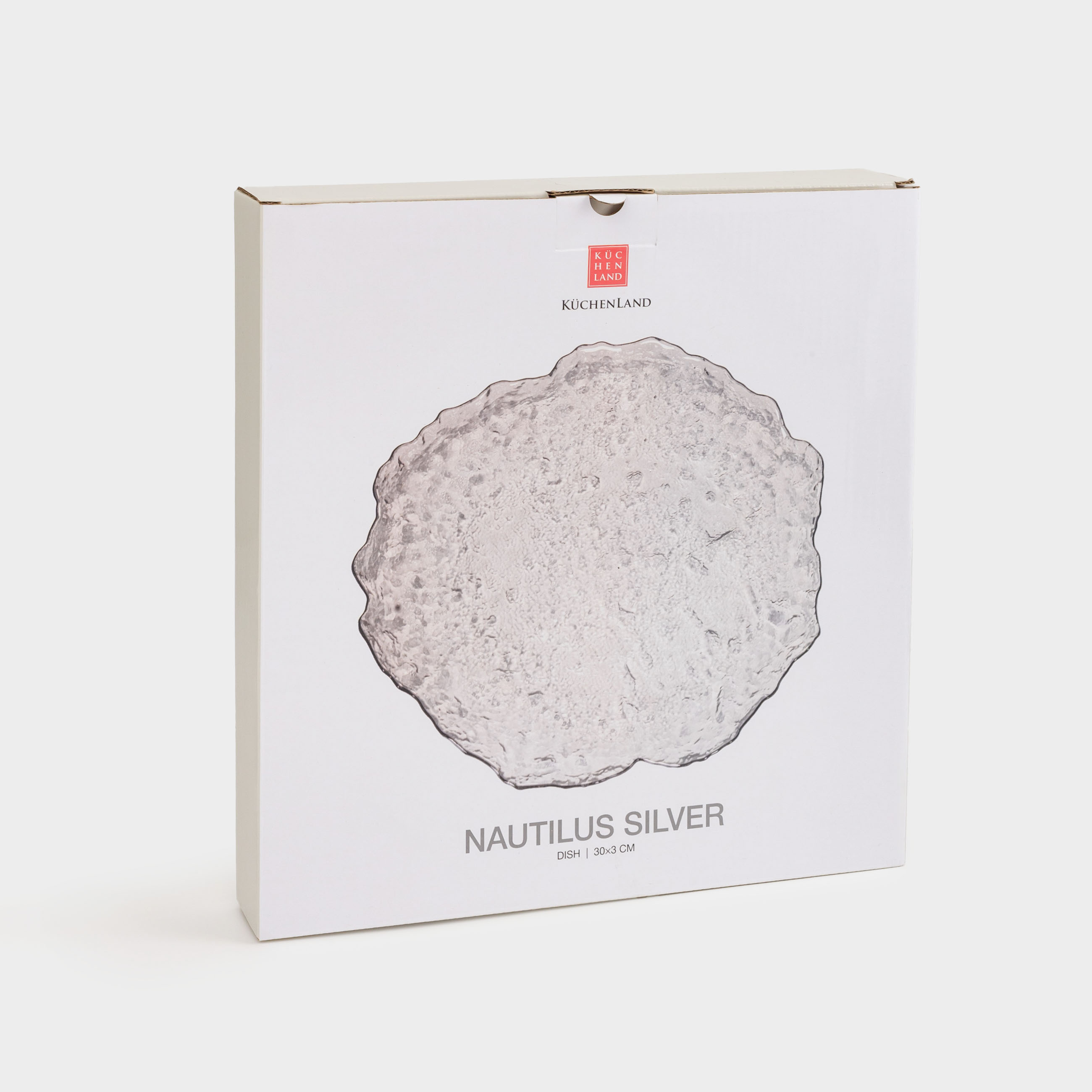 Блюдо, 30 см, стекло, с серебристым кантом, Nautilus silver, image-4