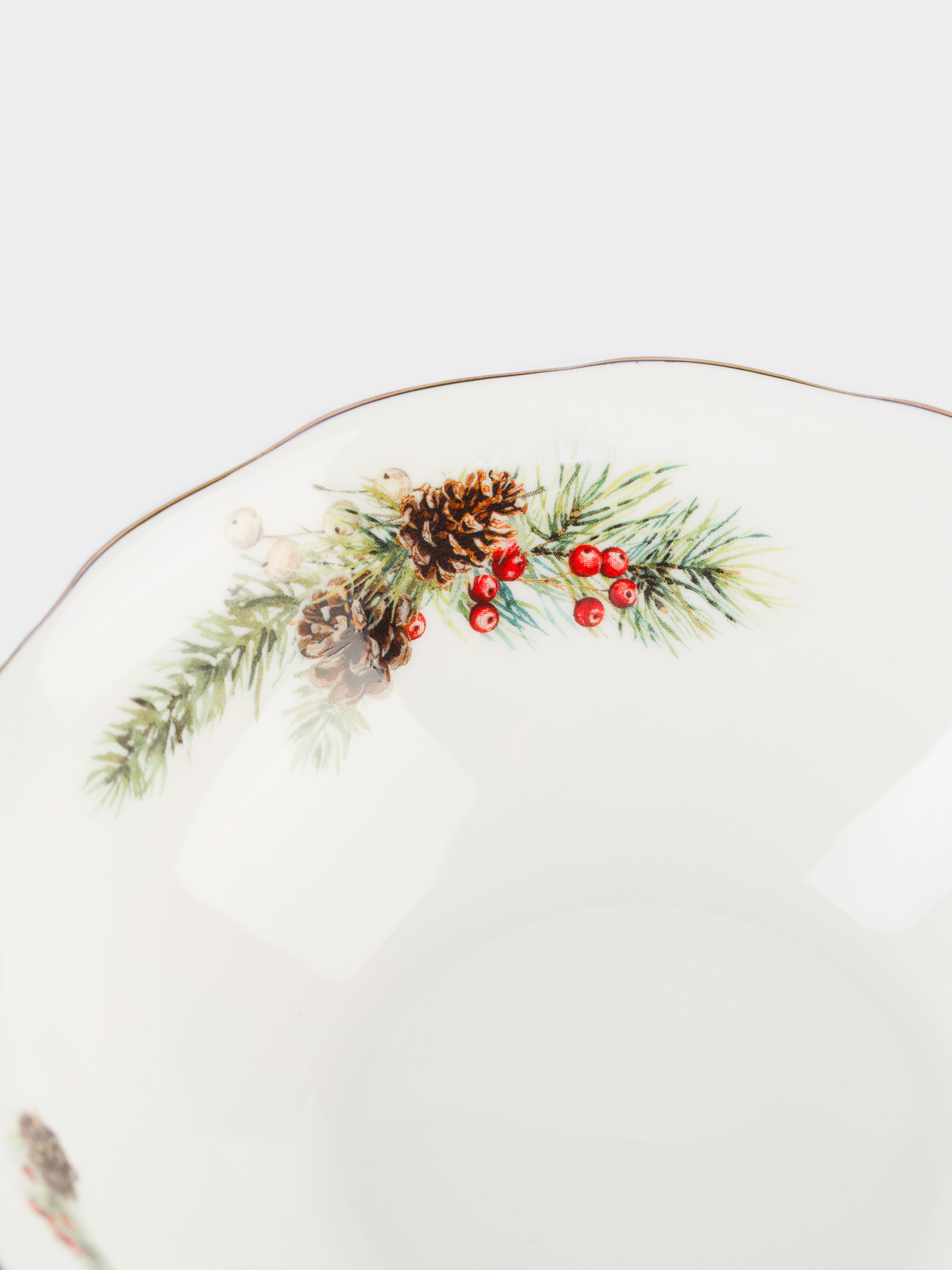Салатник, 16х5 см, 460 мл, фарфор F, белый, Подарок и еловые ветви, Christmas miracle classic, image-3