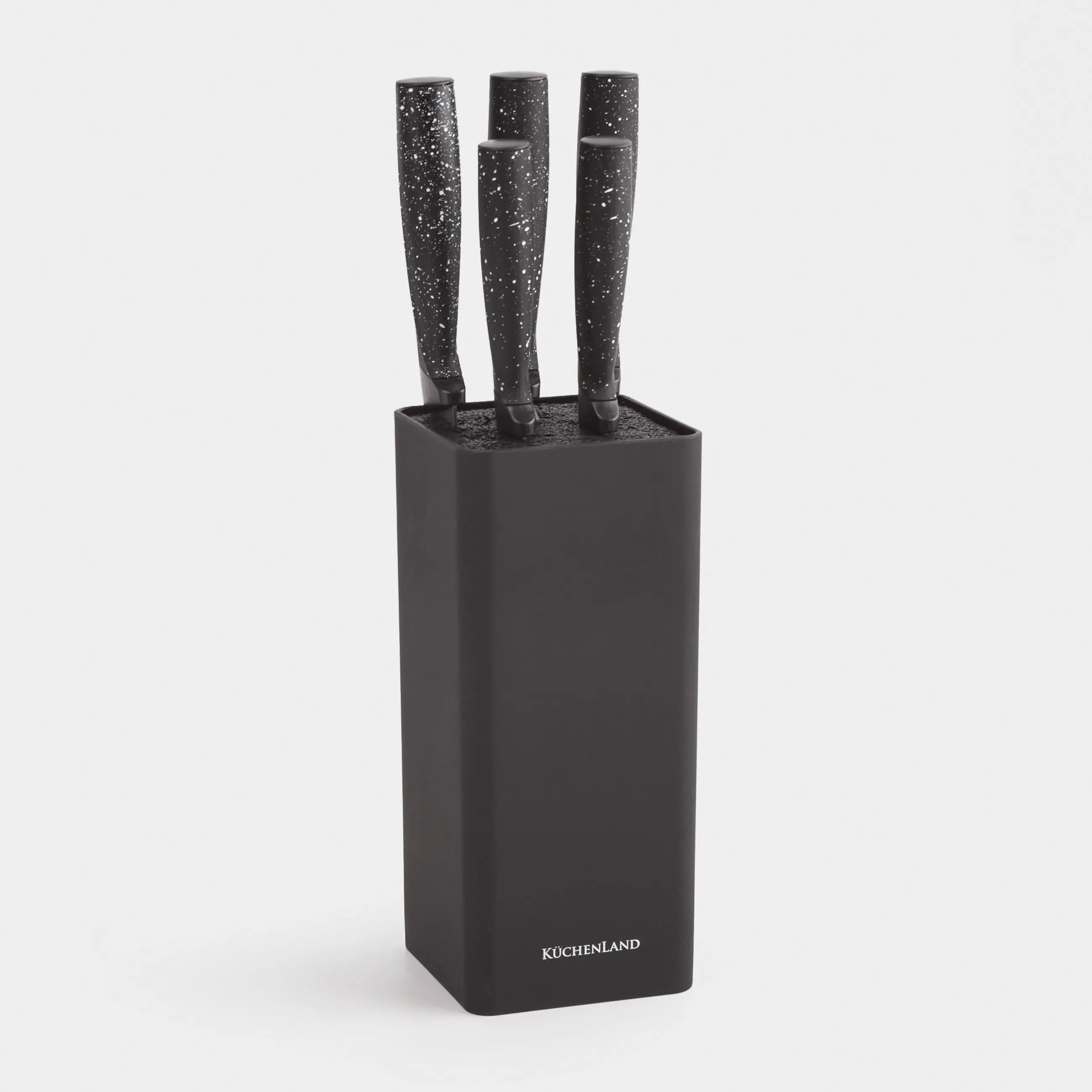 Набор ножей, 5 пр, в подставке, сталь/пластик, черный, в крапинку, Steel speckled