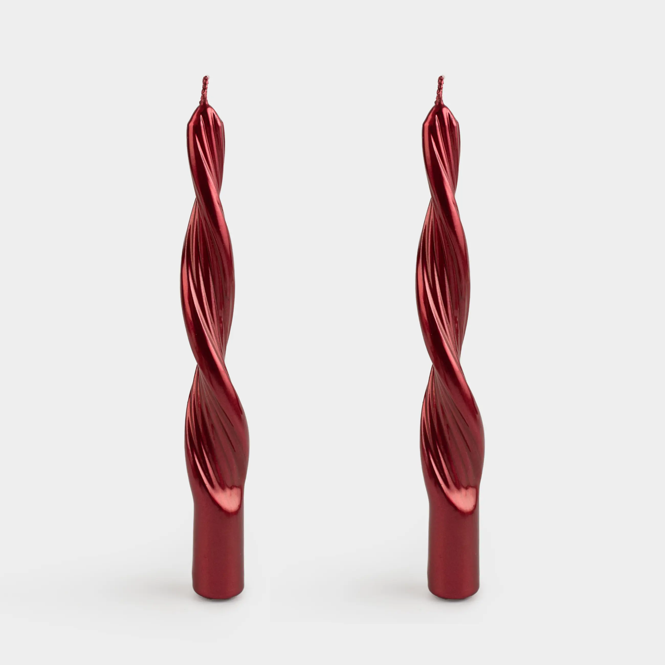 Свеча, 20 см, 2 шт, тонкая, красная, Спираль, Spiral shape