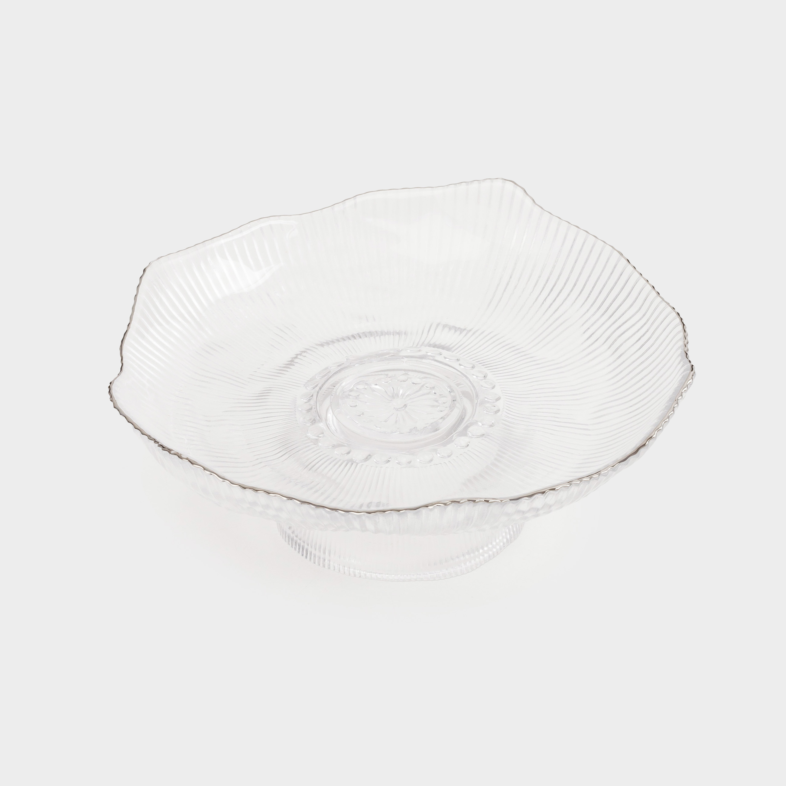 Блюдо на ножке, 23х9 см, стекло Р, с серебристым кантом, Argos silver, image-2