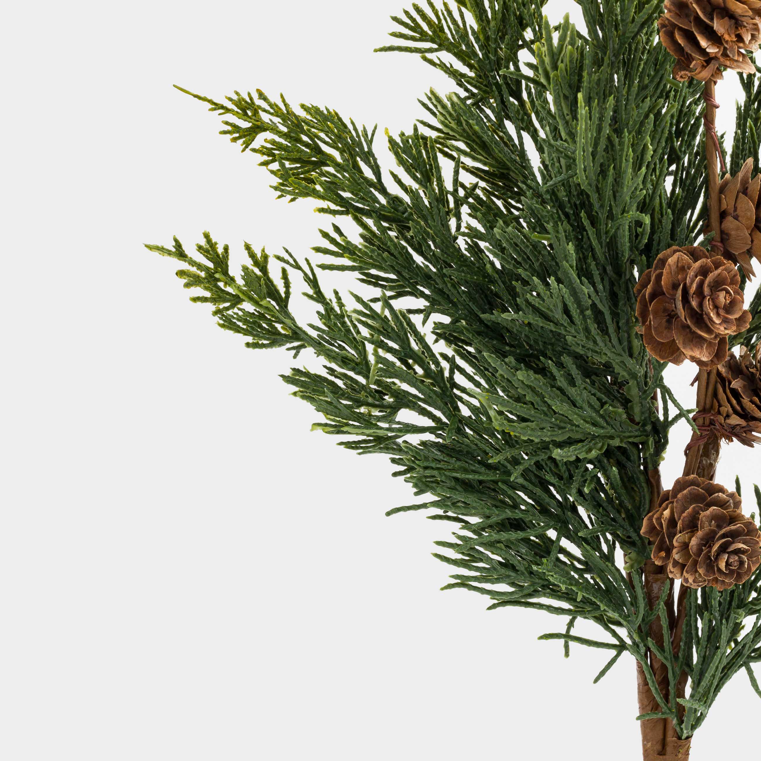 Ветка декоративная, 42 см, полиэтилен/металл, Хвоя с шишками, Conifer decor, image-2