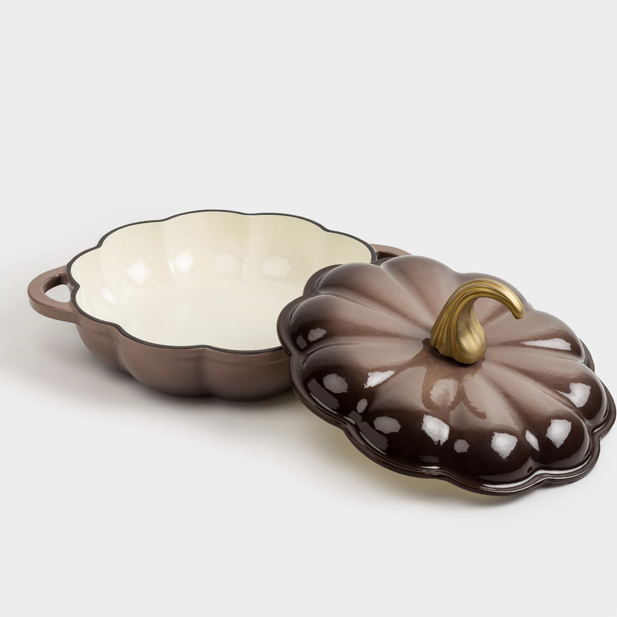 Сотейник, 26 см, 2,3 л, с крышкой, чугун, коричневый, Тыква, Gourd, image-3