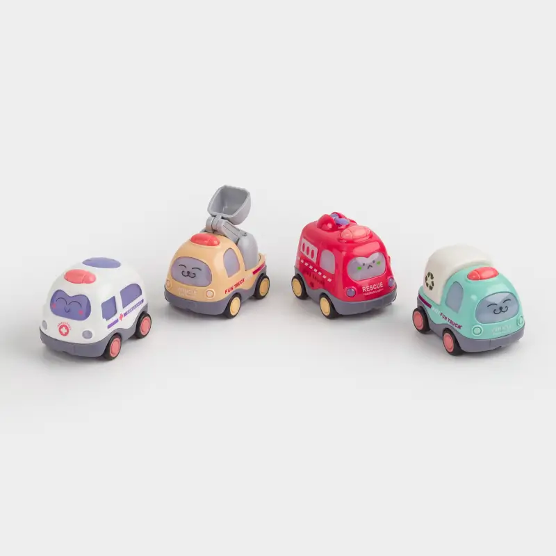 Набор игрушек, 6 см, 4 пр, инерционный, пластик, Машинки, Kids cars ,image-0