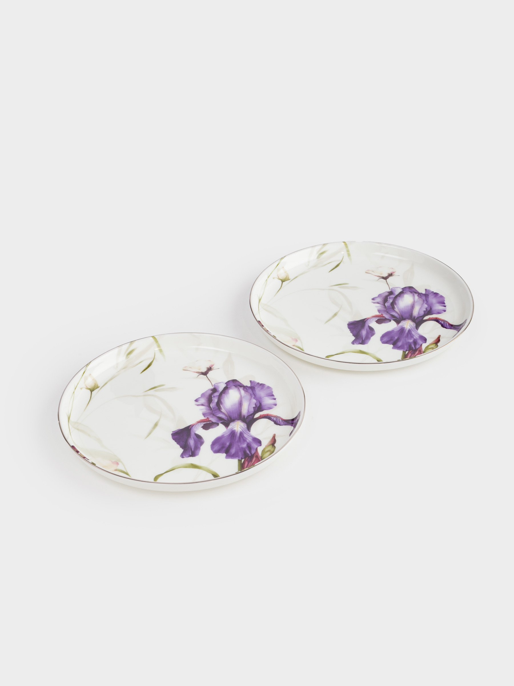 Тарелка десертная, 20 см, 2 шт, фарфор F, с серебристым кантом, Ирис, Antarctica Flowers, image-5