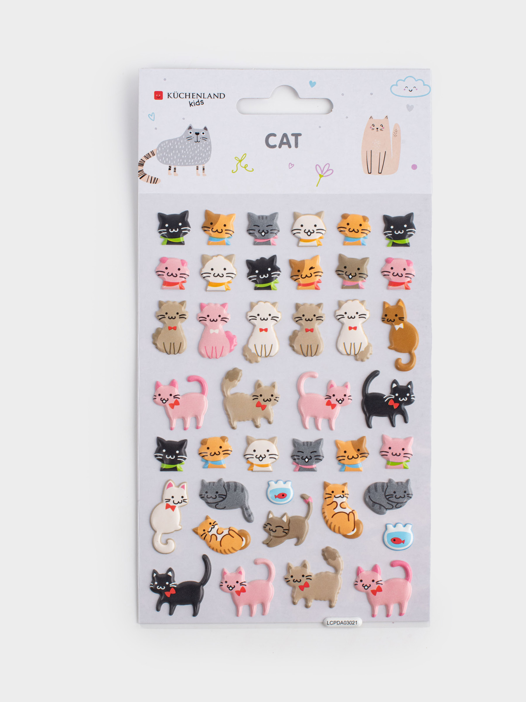 Набор наклеек, 19х10 см, 40 шт, одноразовые, ПВХ, Котики, Cat, image-5