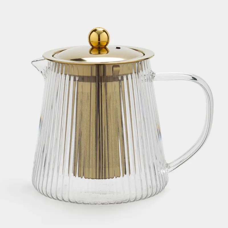 Чайник заварочный, 930 мл, стекло Б/сталь, золотистый, Ribby gold, image-0