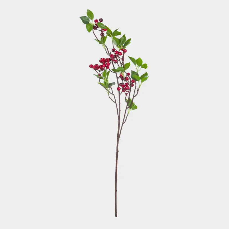 Ветка декоративная, 70 см, пенопласт/полиэстер, Красные ягоды, Red berry ,image-0