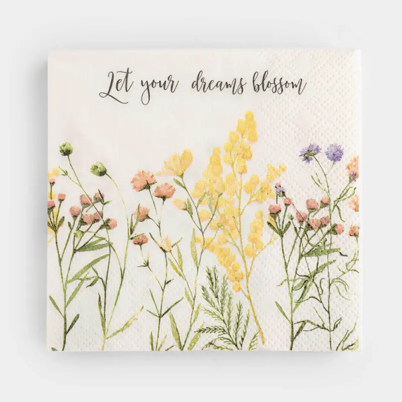 Салфетки бумажные, 21х21 см, 20 шт, квадратные, белые, Flower garden ,image-0