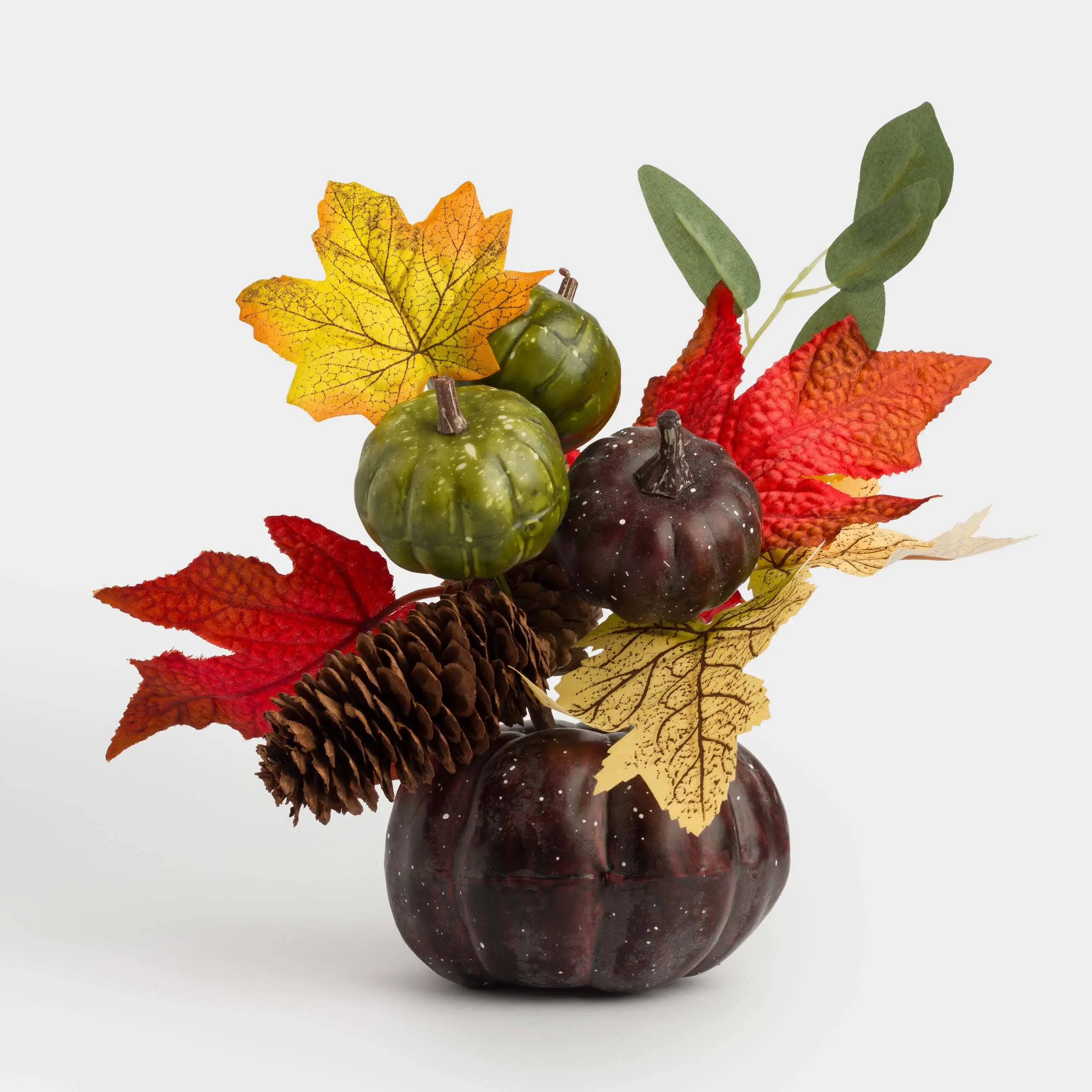 Сәндік композиция, 21 см, полистирол, Қара асқабақтағы күзгі букет, Grand garden decor