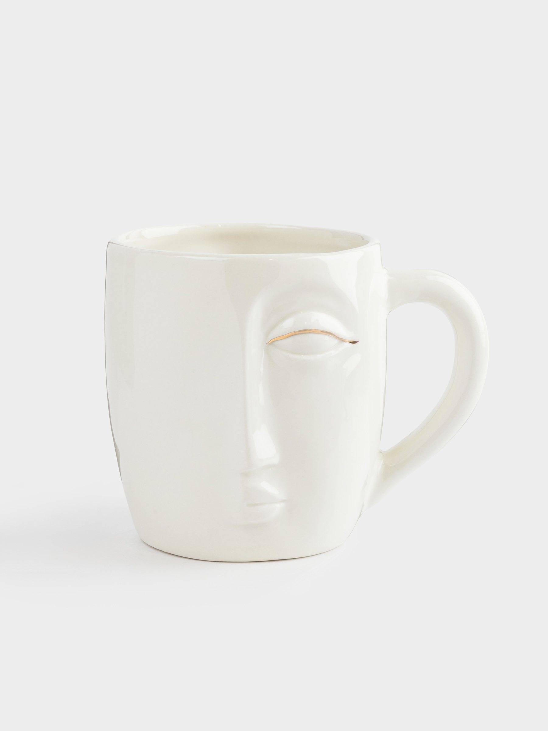 Кружка, 480 мл, керамика, бело-золотистая, Лицо, Face, image-0
