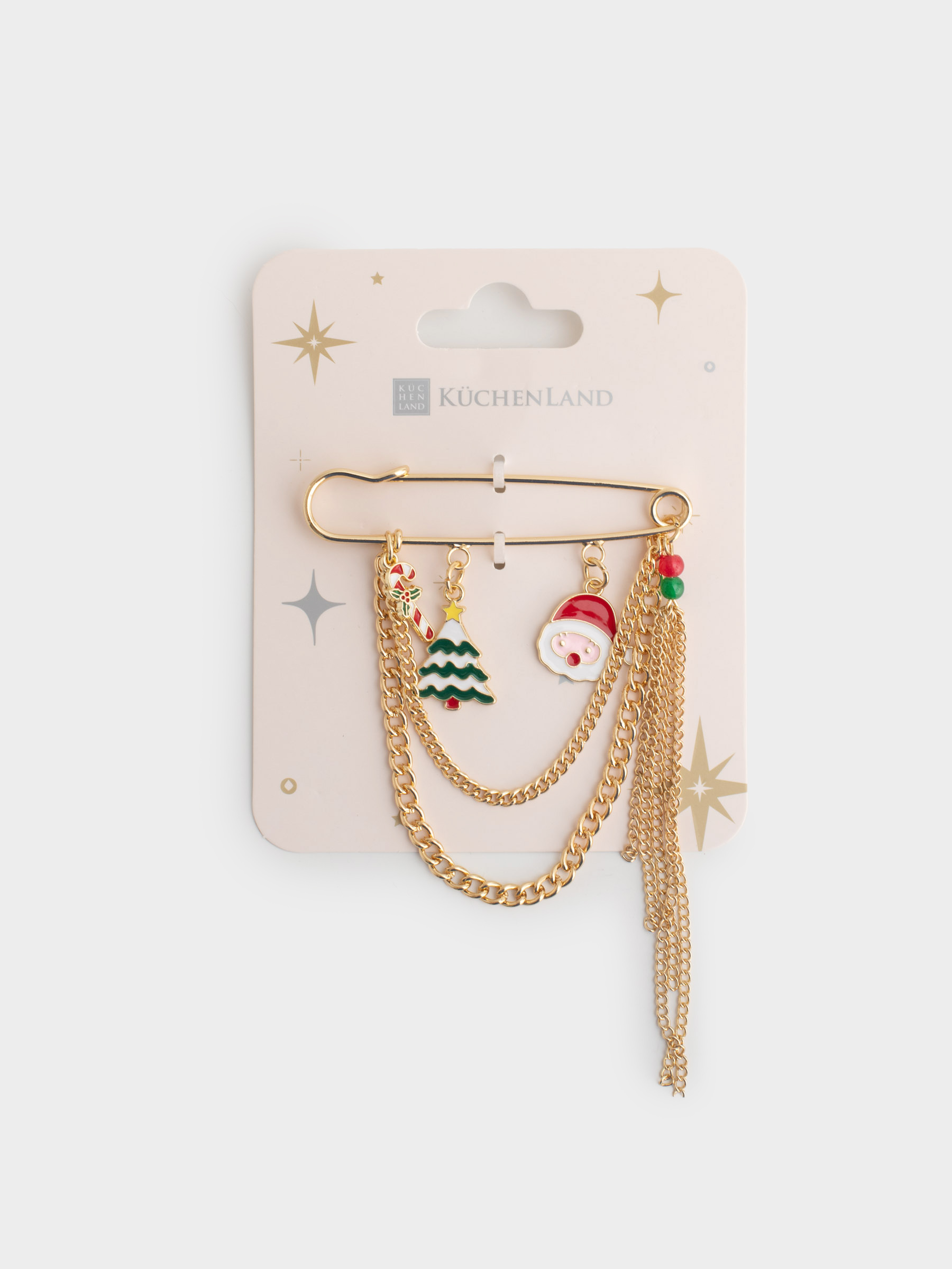 Танамоншақ, 7 см, металл, алтын, Аяз ата мен шырша, Jewelry christmas, image-4