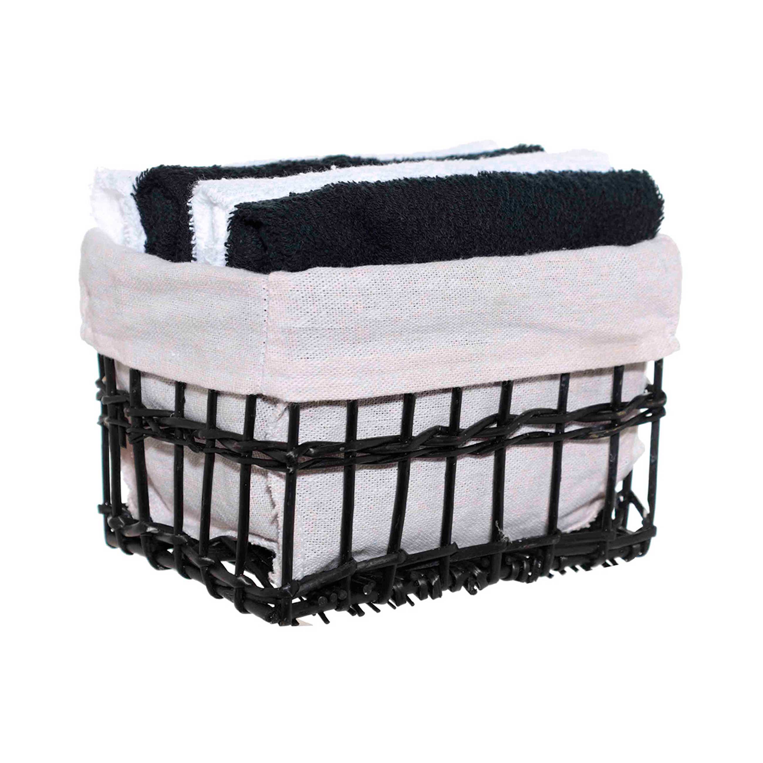Сүлгі, 30х30 см, 4 дана, себетке салынған, мақта/сабақ, қара/ақ, Basket towel изображение № 2