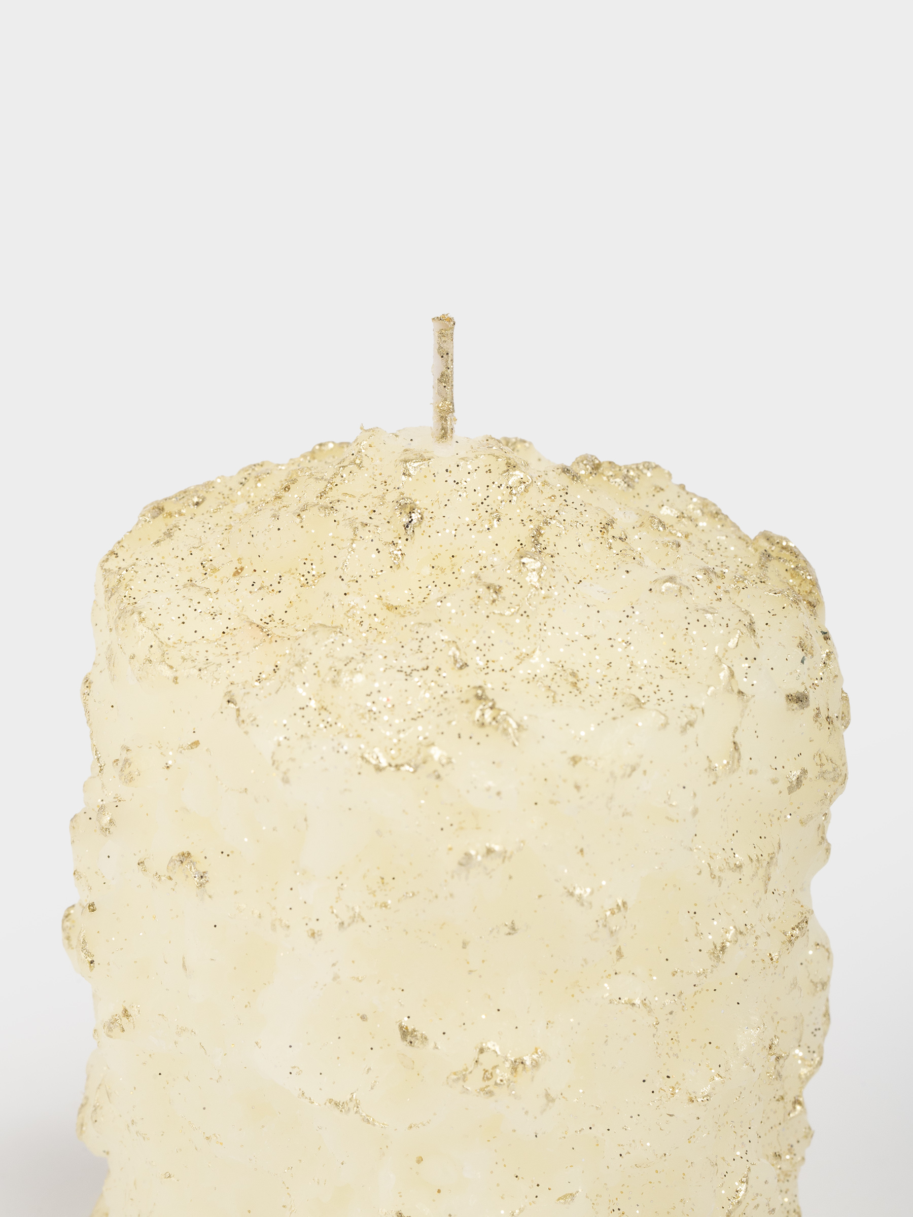 Шам, 7х9 см, цилиндрлік, жылтырақтары бар, шампан, Қатқан қар, Snowy candle, image-2