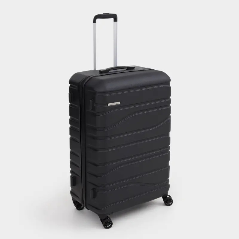 Чемодан L, 52х29х77 см, 4,2 кг, с замком, пластик, черный, Travel comfort ,image-0