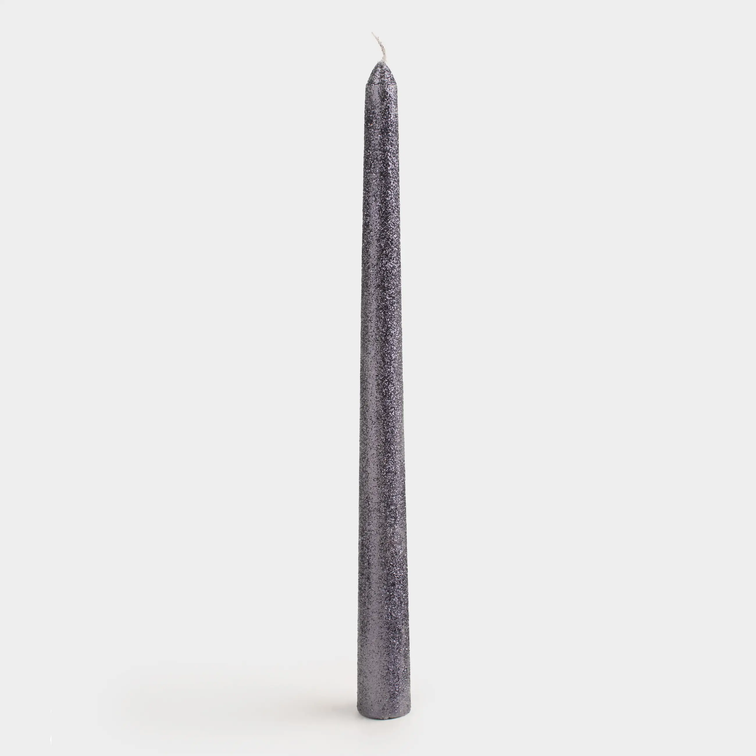 Свеча, 25 см, тонкая, с блестками, серая, Sparkly candle