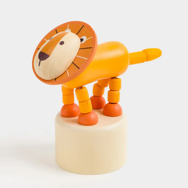 Игрушка, 9х4 см, дергунчик, дерево, желтая, Львенок, Leo ,image-0