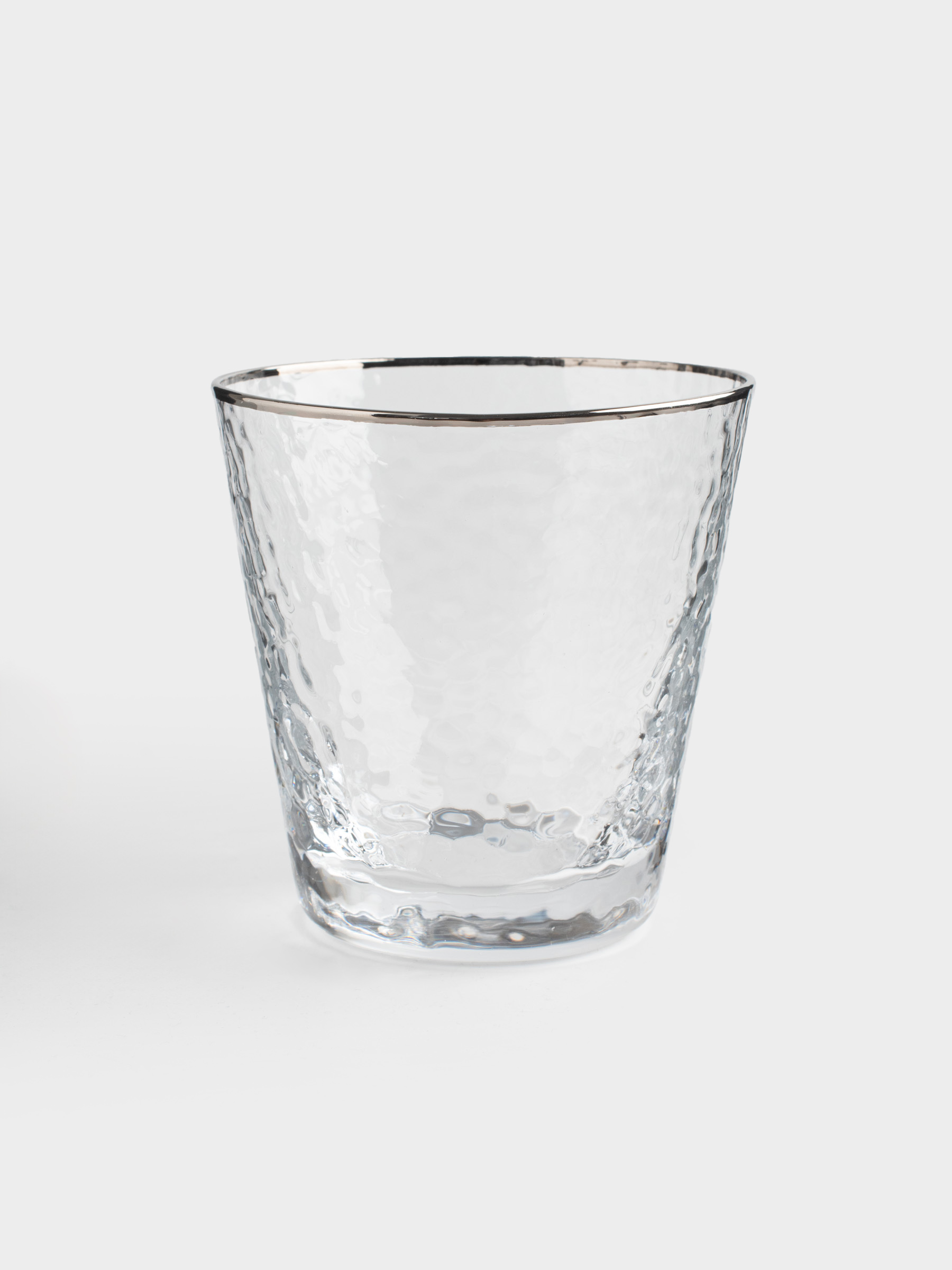 Стакан для виски, 10 см, 270 мл, стекло, с серебристым кантом, Ripply silver, image-0