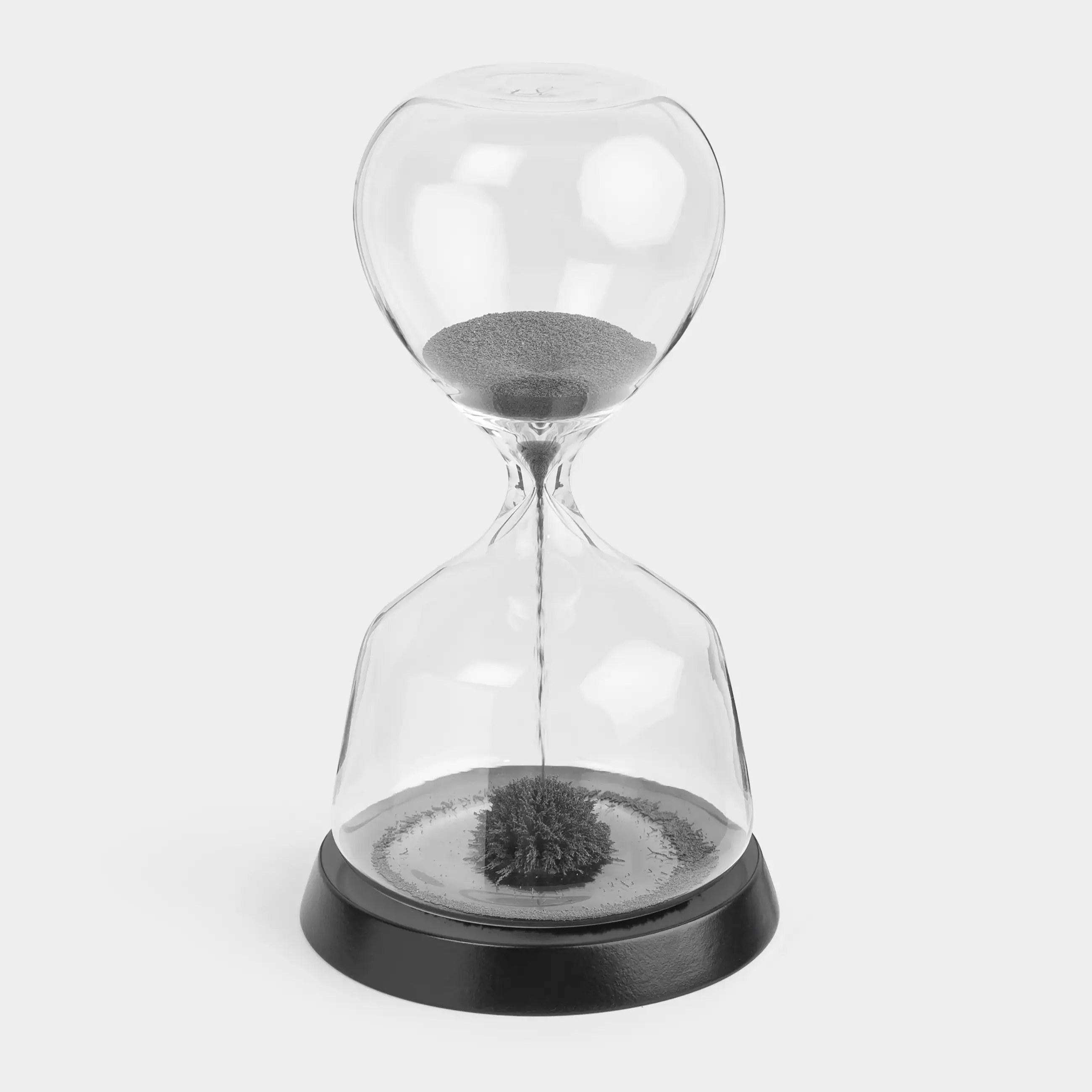 Құм сағат, 17 см, 1 минут, магнитті, тұғырда, шыны/ағаш, сұр, Sand time