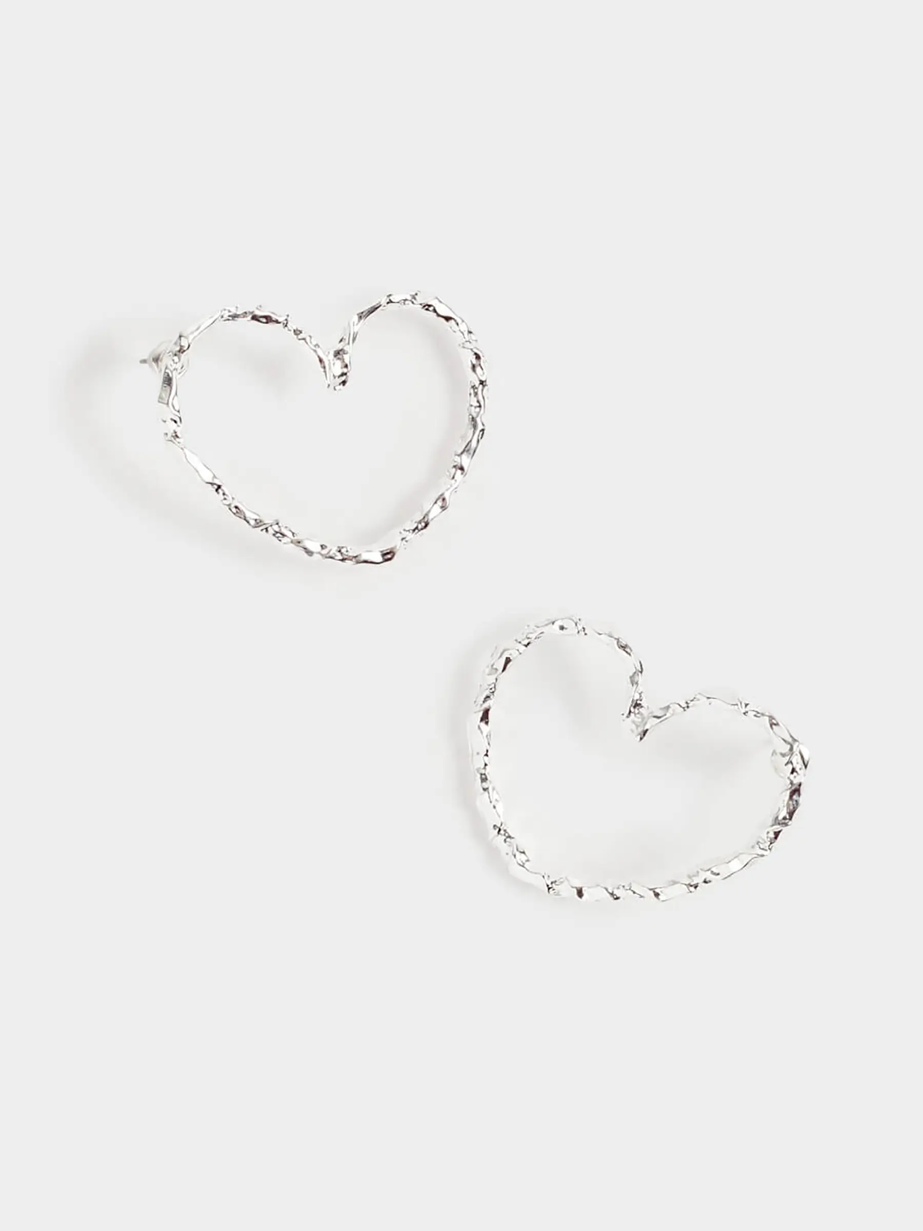 Пуссет сырғалары, 4 см, 2 дана, металл, күміс, жүректер, Jewelry heart