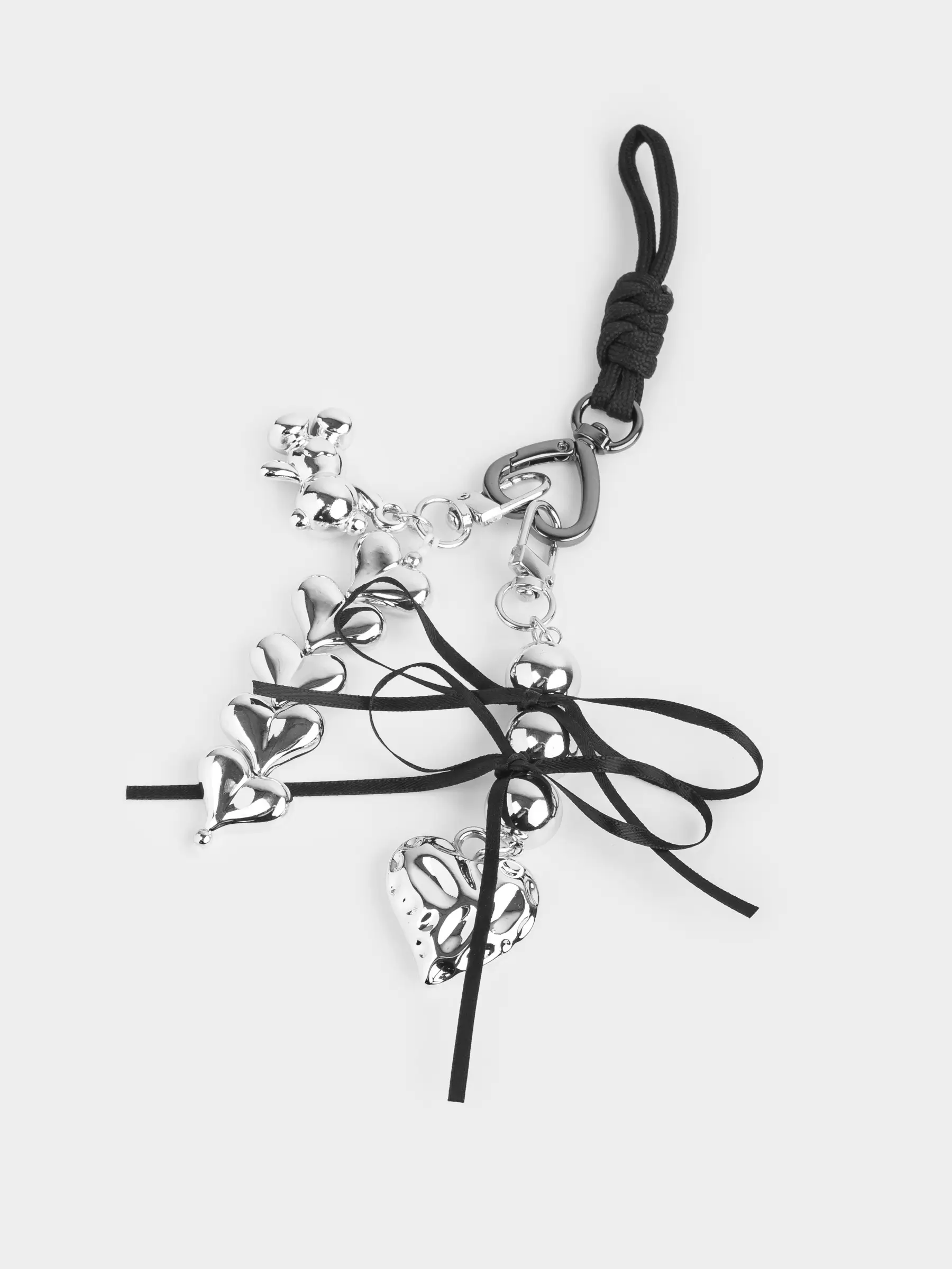 Брелок, 16 см, полиэстер/металл, серебристый, Сердце, Jewelry heart, image-0