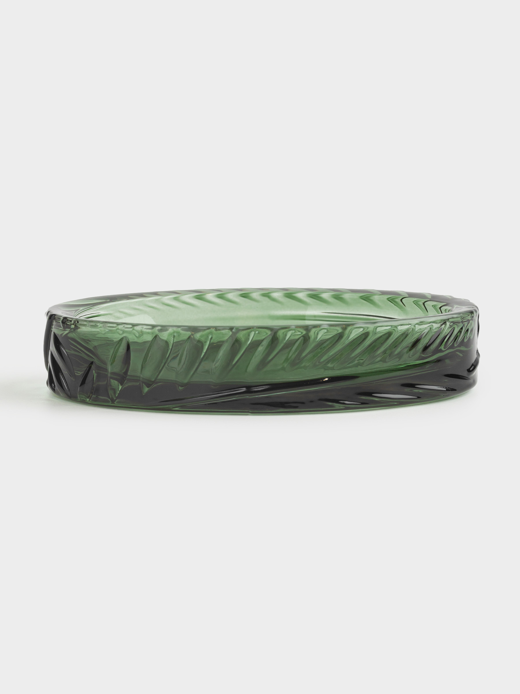 Мыльница, 14х10 см, стекло, овальная, зеленая, Тропические листья, Tropical leaves, image-0
