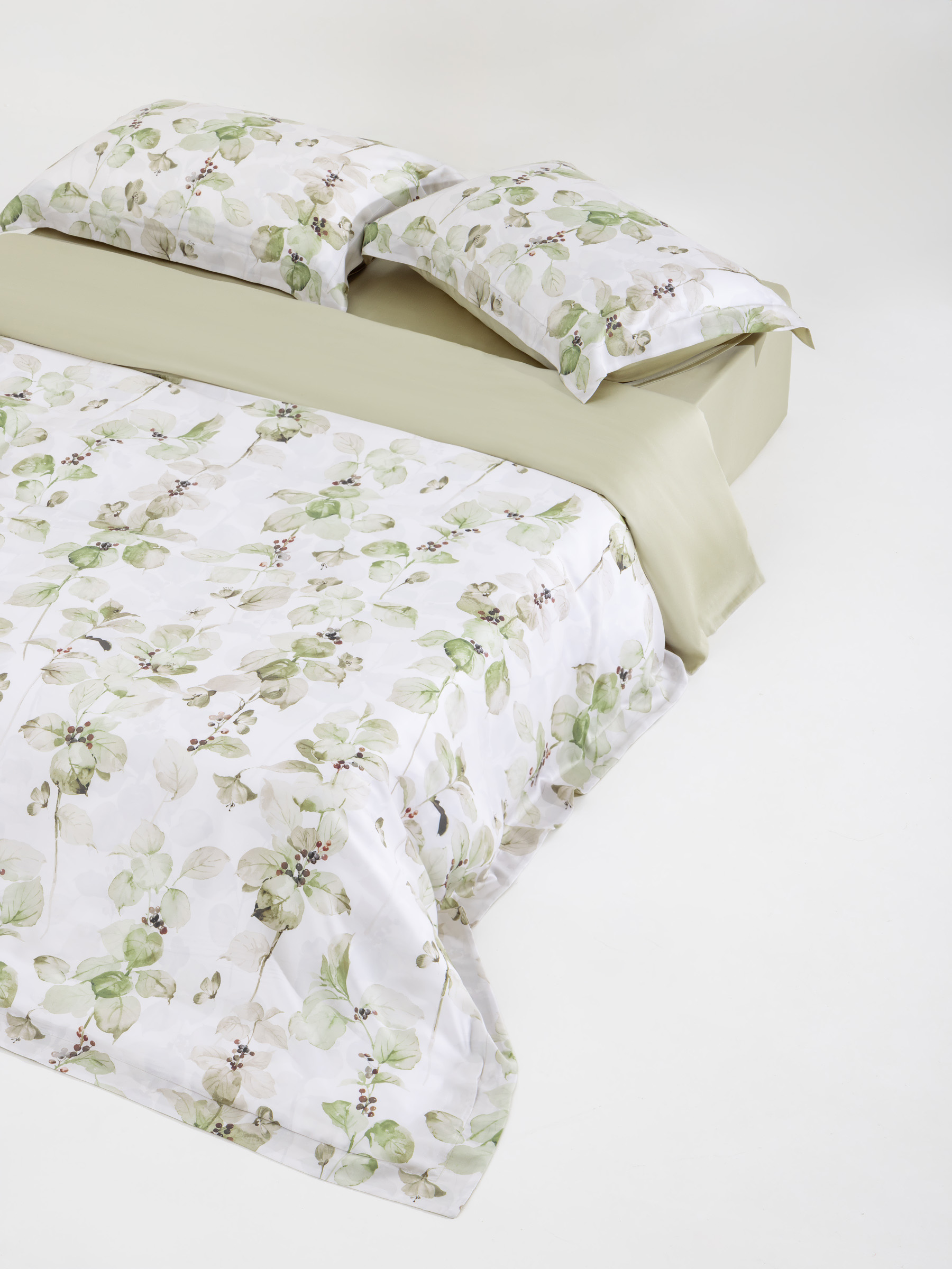 Төсек-орын жиынтығы, еуро, tencel 300 ТС, сүт түстес және сарғылт-қоңыр, Жапырақтар, Tencel, image-3