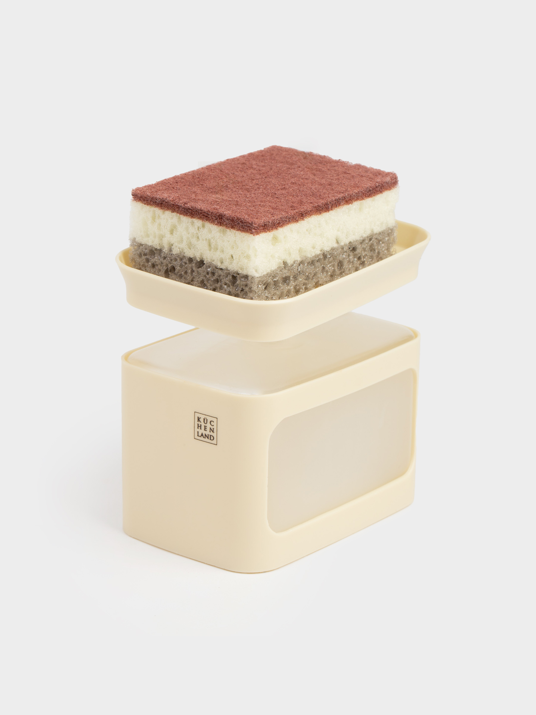 Жуғыш затқа арналған диспенсер, 680 мл, губкасы бар, платформа, пластик, сүт түстес, Keeping, image-1