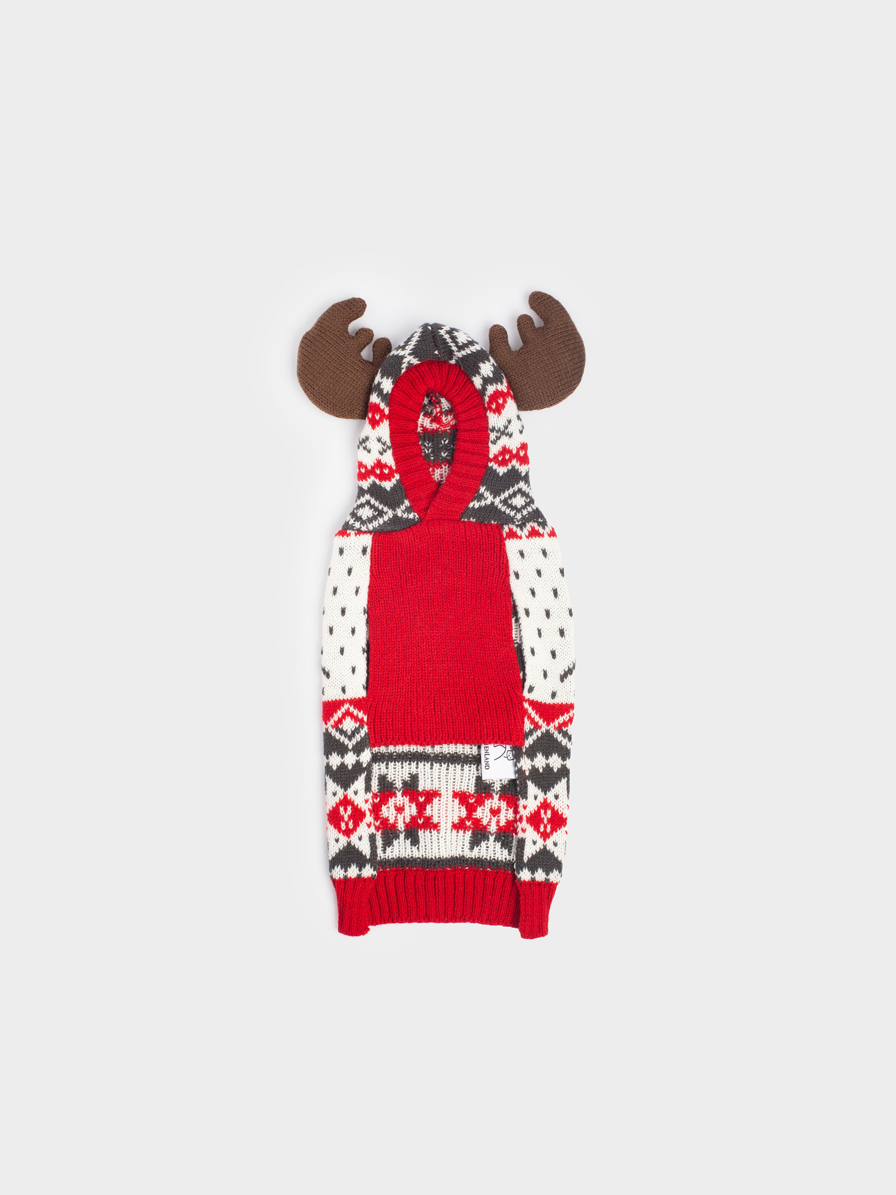 Жануарлар свитері, 25 см, өлшемі XS, капюшоны бар, акрил, ақ және қызыл, Қысқы өрнек, Fashion pet, image-0