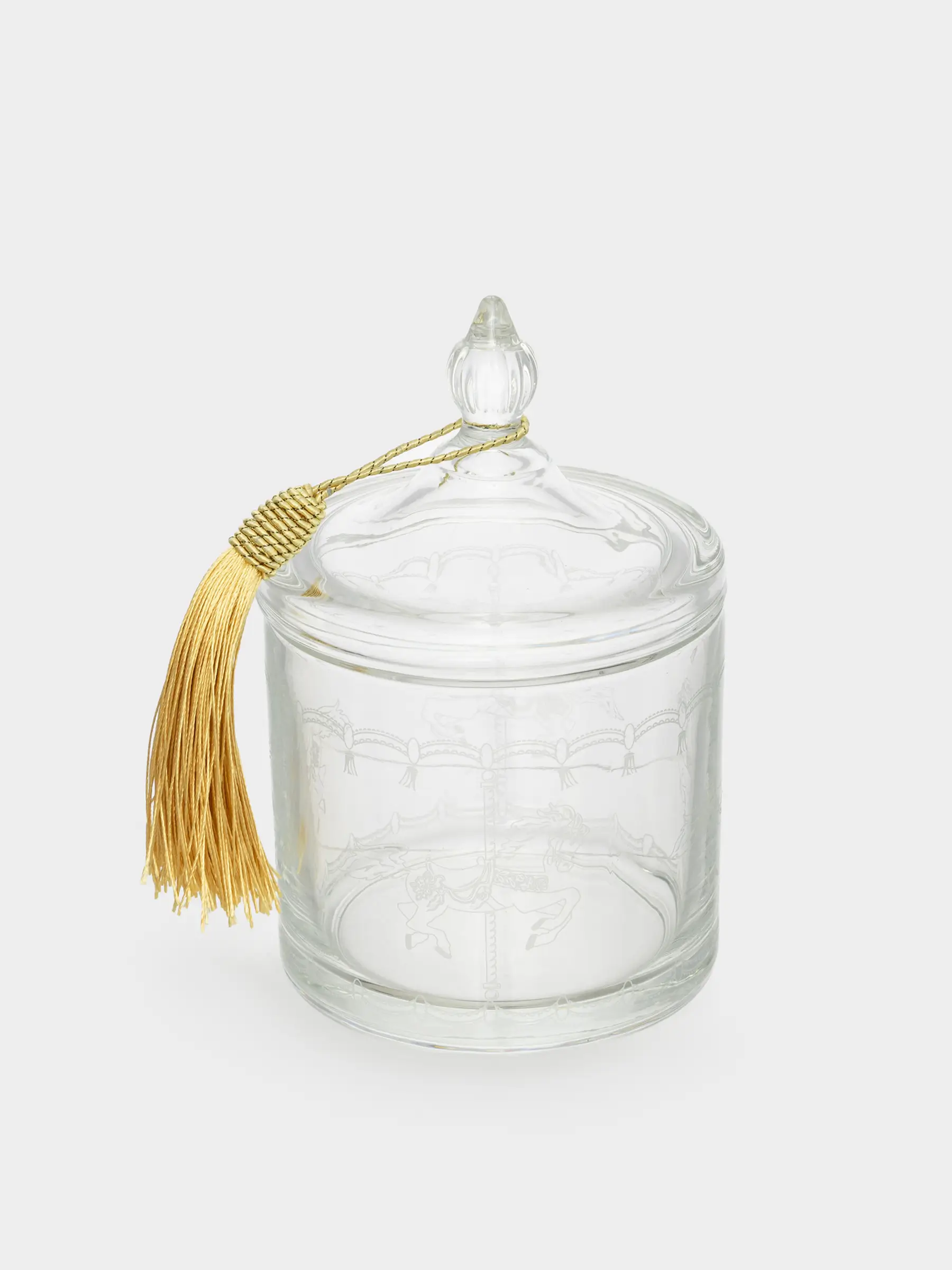 Емкость для хранения, 10х15 см, 500 мл, с кисточкой, стекло, Лошади, Clear pattern