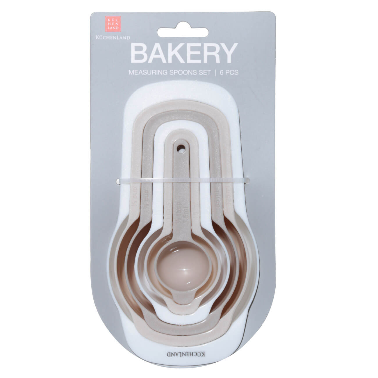 Өлшеуіш қасықтар жиынтығы, 6 дана, пластик, бежевый-Крем, Bakery, image-0