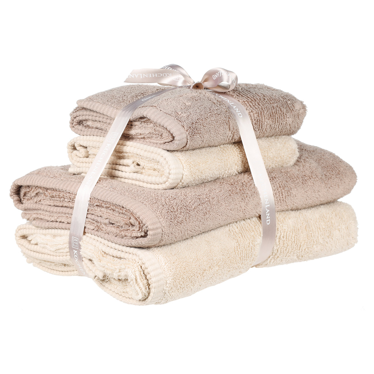 Сүлгілер жиынтығы, 50х90/70х140 см, 4 дана мақта, қоңыр/сарғылт, Terry cotton, image-0